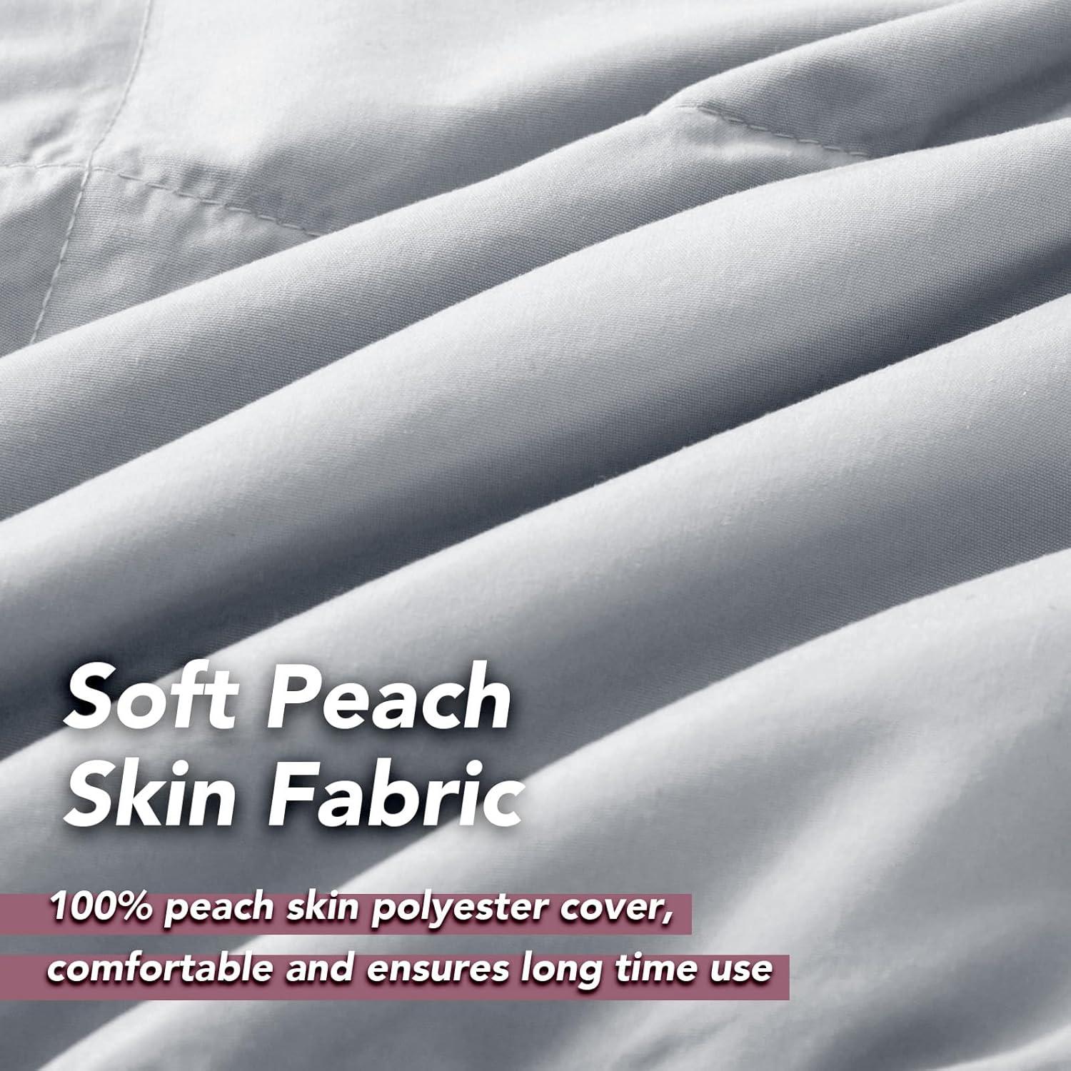 Puredown Natural UltraFeather Down Throw Blanket 50x70 Peach Skin Fabric