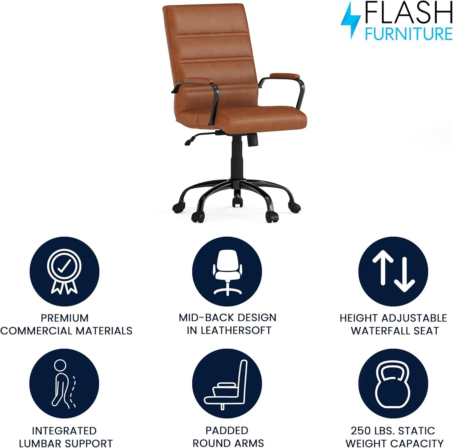 Mid-Back Executive Swivel Office Chair with Metal Frame and Arms