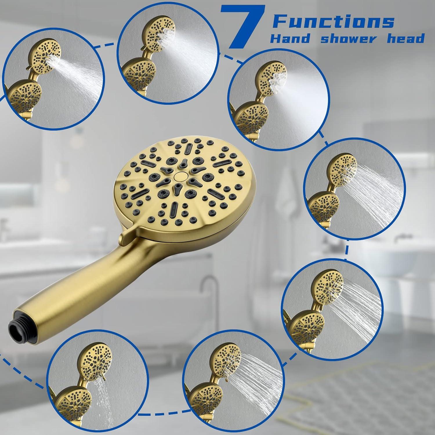 Brushed Gold Dual Shower Head and Handheld Combo Set