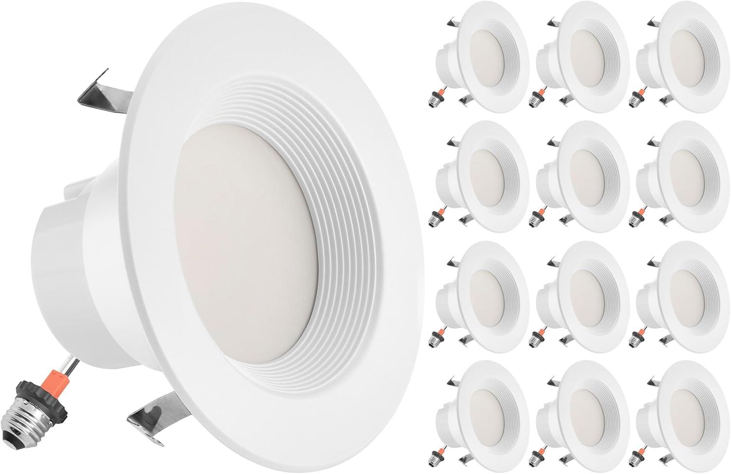 4-Inch White Aluminum LED Retrofit Recessed Downlight, 12-Pack