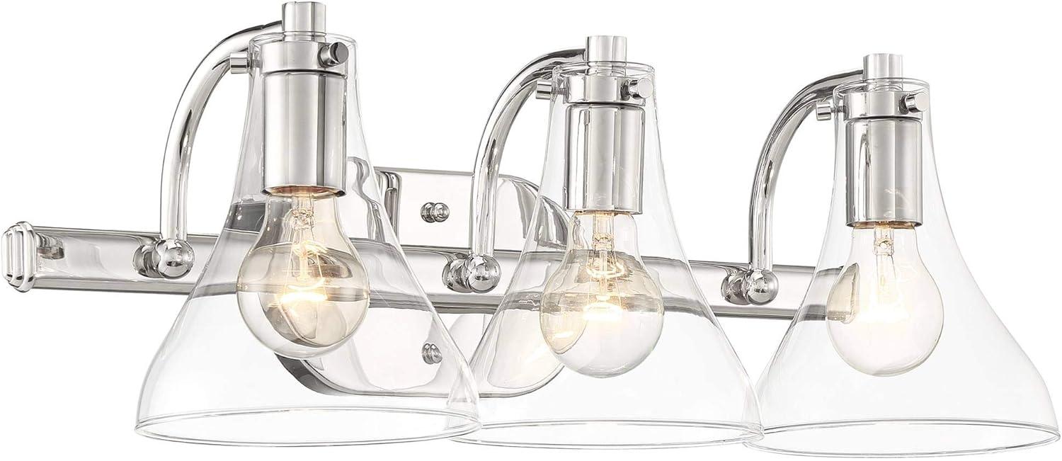 Sorren Polished Nickel 3-Light Wall Fixture with Clear Glass Shades