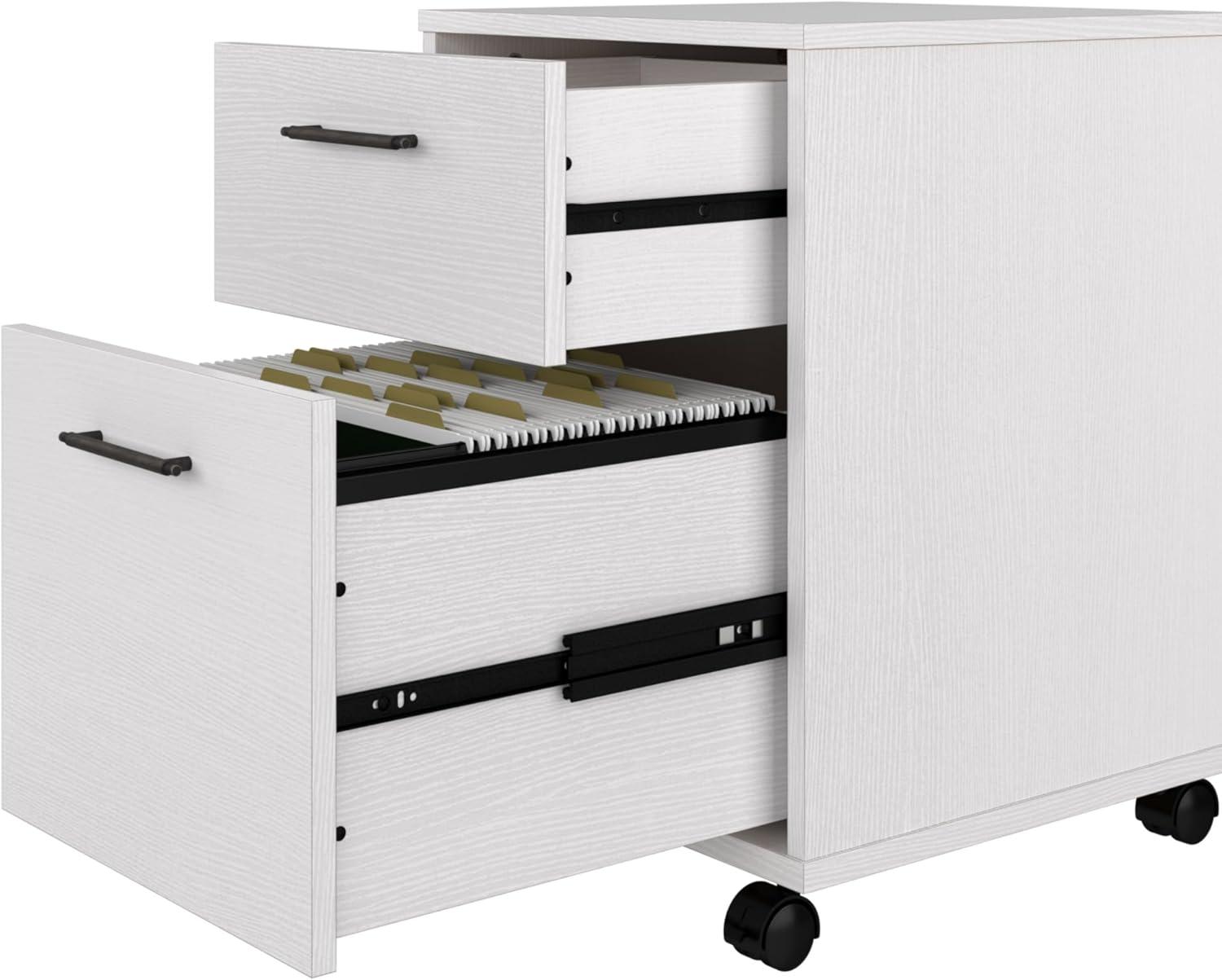 Bush Furniture Key West Mobile File Cabinet, 2 Drawer, Pure White Oak