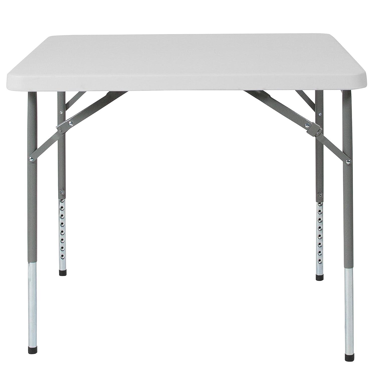 Flash Furniture Parker 2.79-Foot Square Height Adjustable Plastic Folding Table