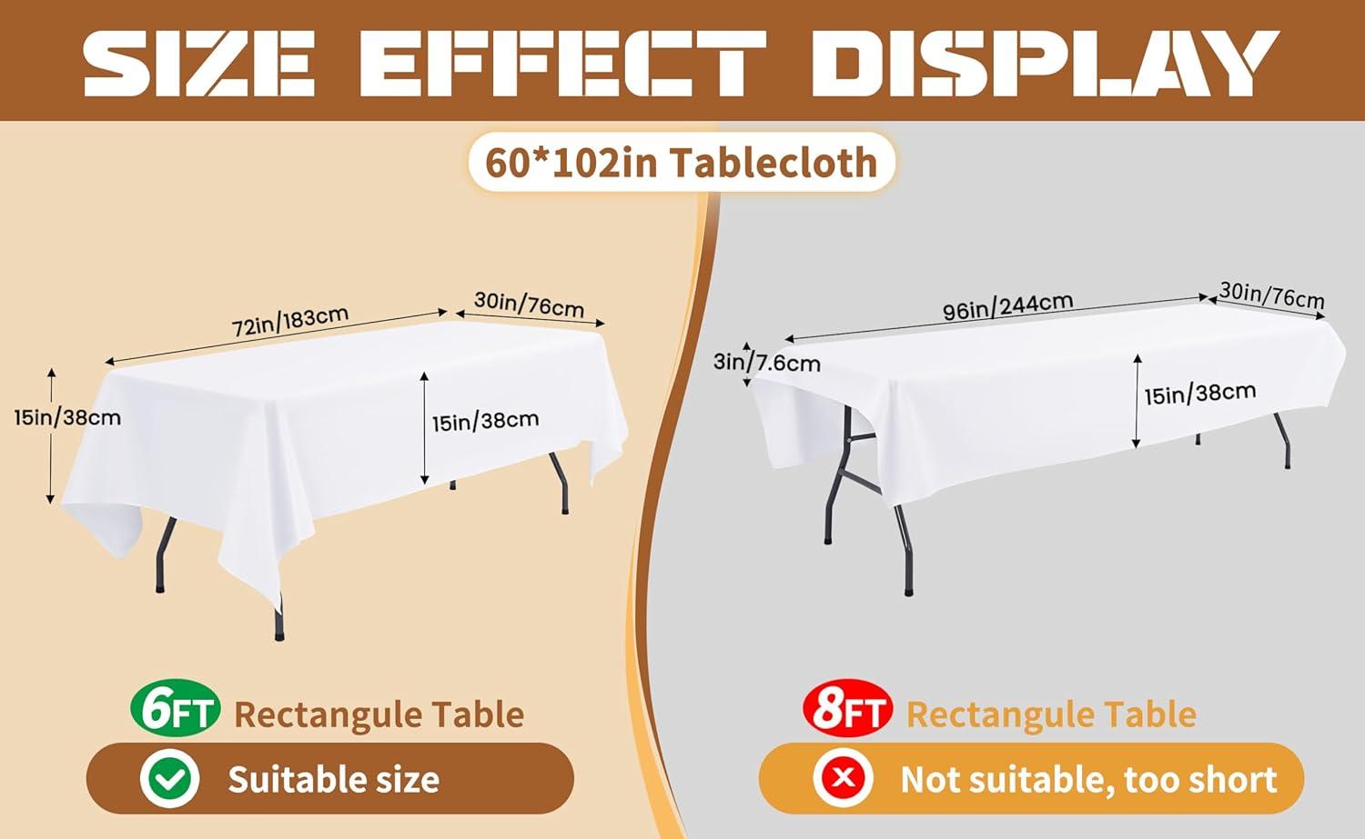 10 Pack Beige Tablecloth 60x102 inch Polyester Fabric Tablecloths for 6 Foot Rectangle Tables Wrinkle Resistant Linen Tablecloth Washable Table Covers for Party Wedding Events and Camping