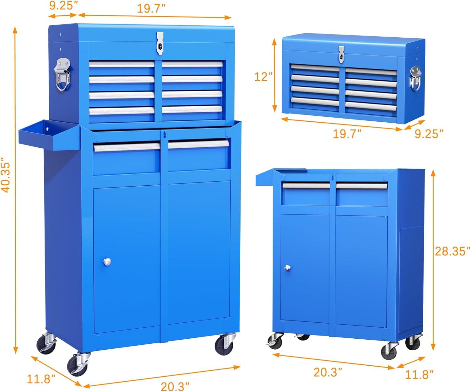 Sesslife 5-Drawer Rolling Tool Chest on Wheels, High Capacity Tool Cabinet with Drawers, Detachable Mobile Tool Box for Workshop, Garage, Mechanics and Repair Room(Black)