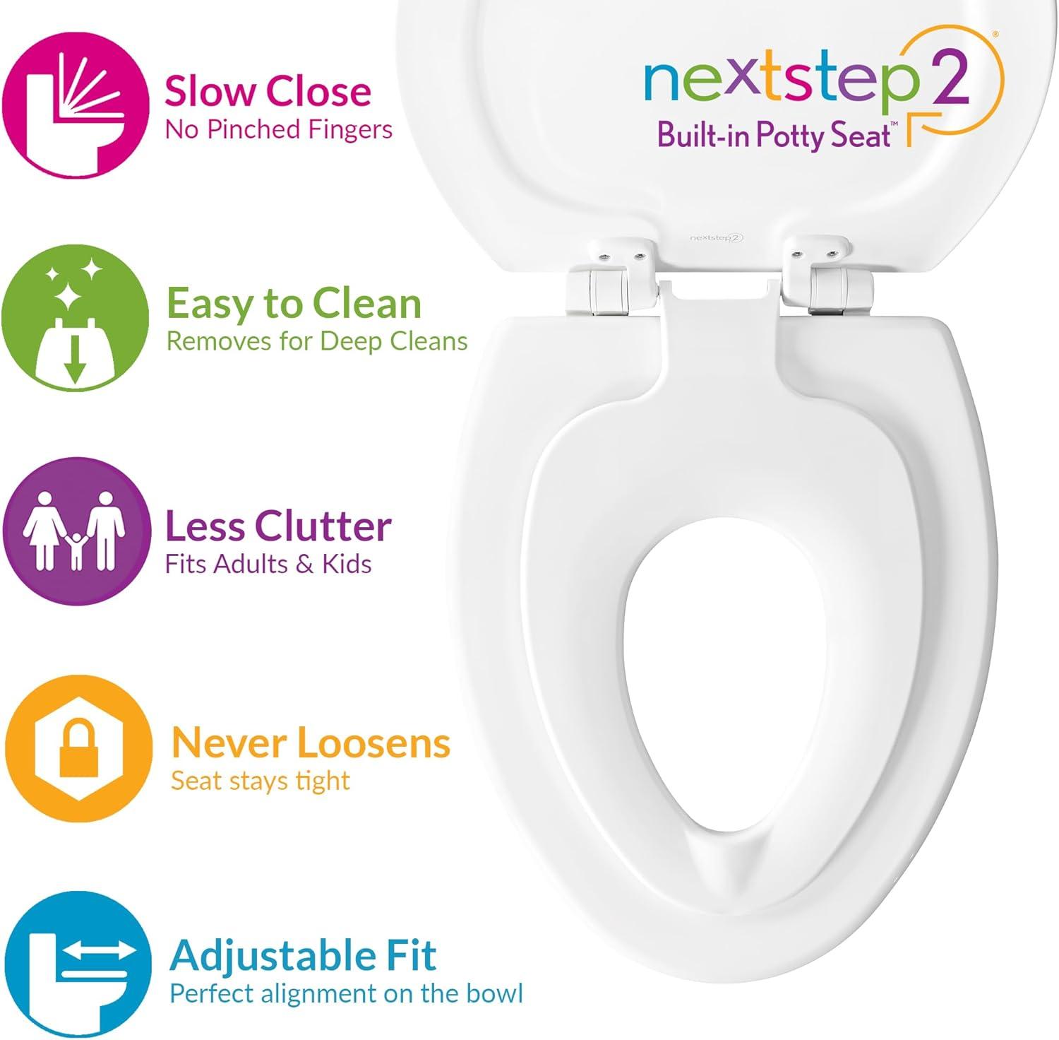 NextStep2 Round Slow Close Toilet Seat with Built-In Potty Training Seat