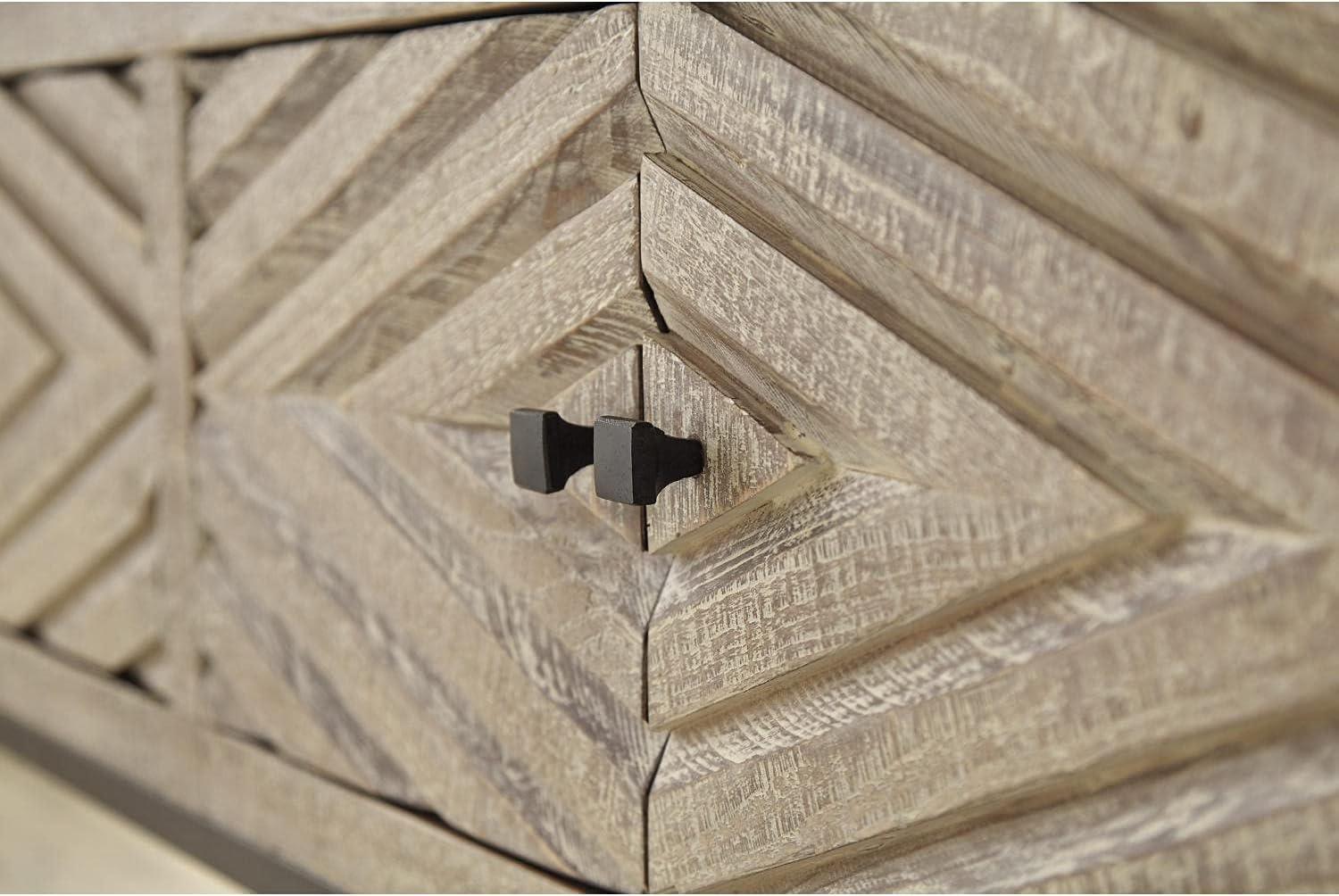 Roanley Sofa/Console Table Distressed Brown - Signature Design by Ashley: 4-Door Couch Table with Storage