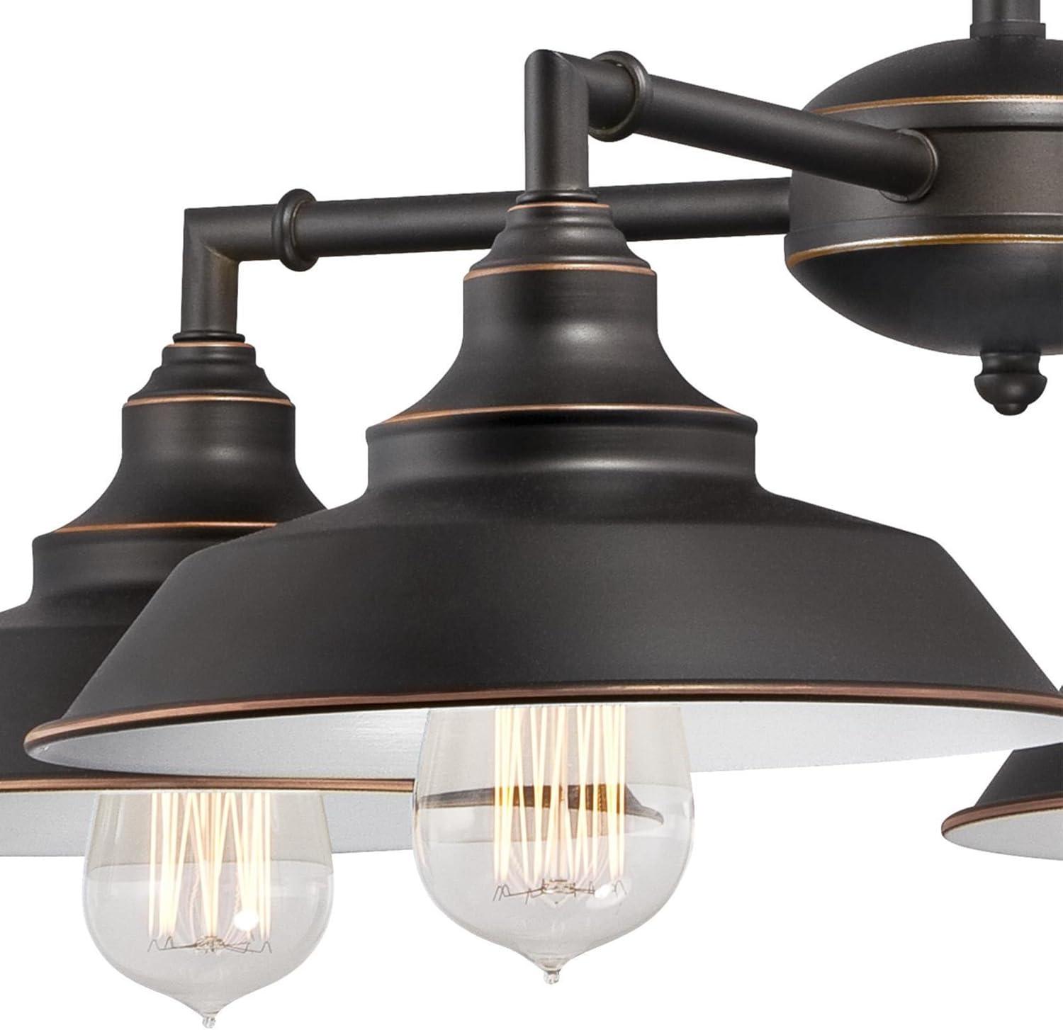 Westinghouse 6343300 Iron Hill Four-Light Indoor Convertible Chandelier/Semi-Flush Ceiling Fixture, Oil Rubbed Bronze Finish with Highlights