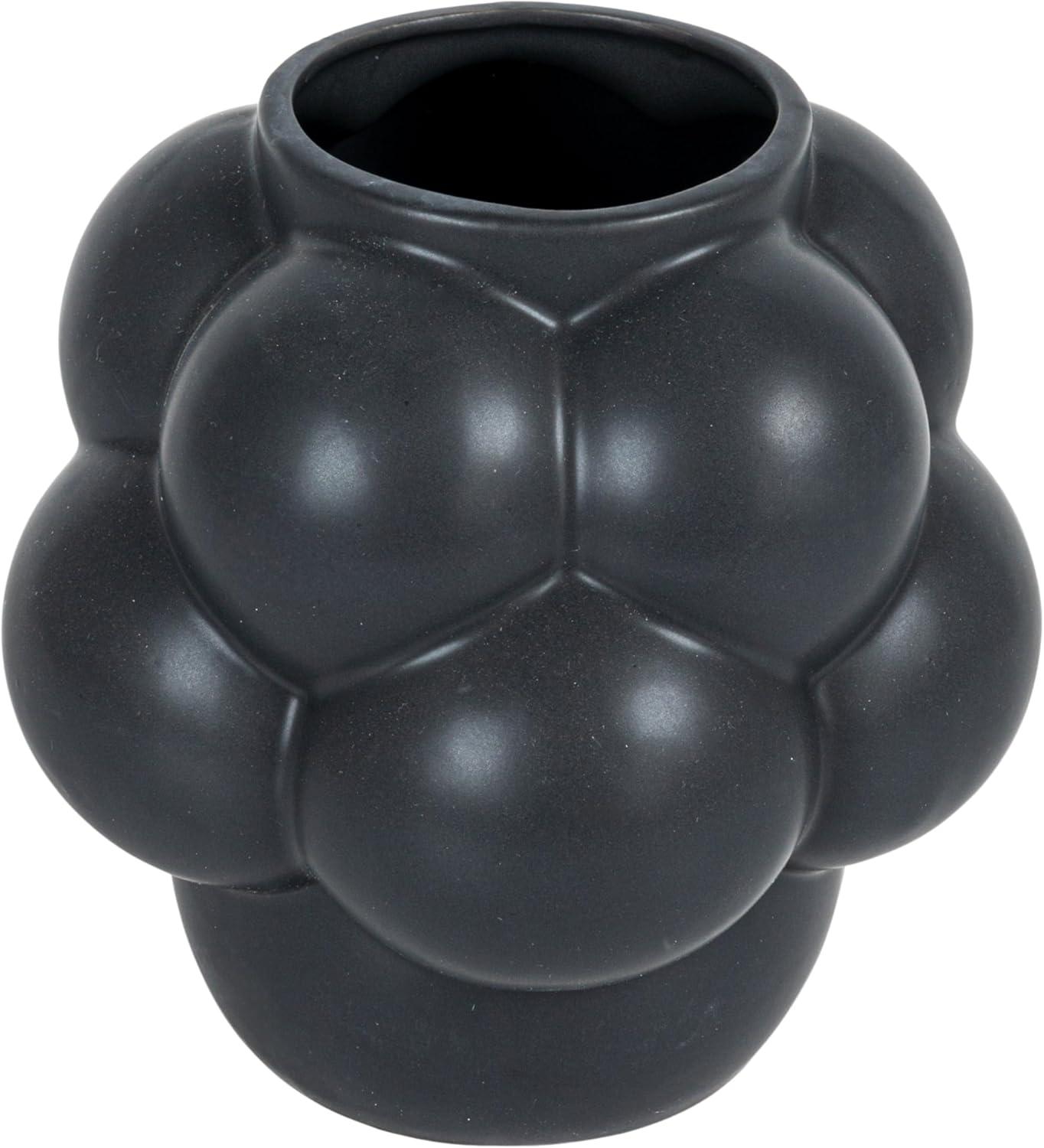 Matte Black Stoneware 8'' Round Vase with Raised Dots