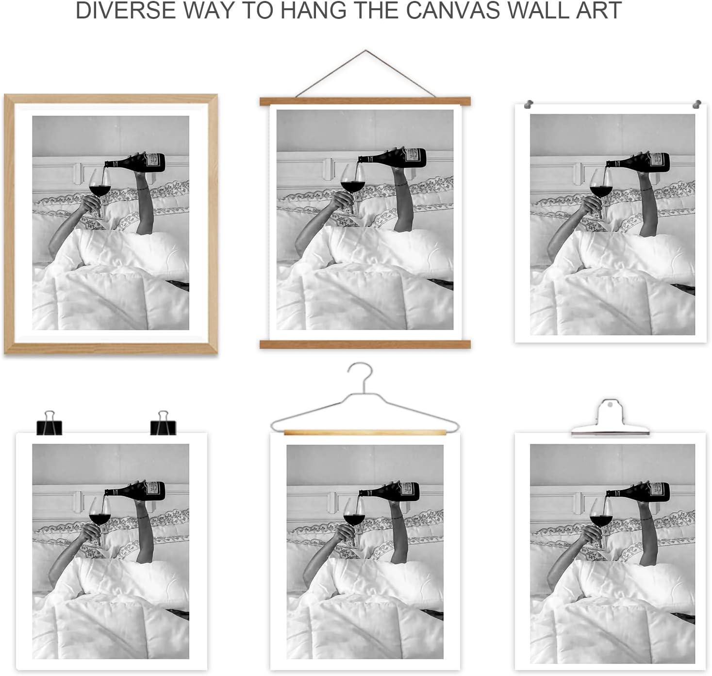 Black and White Feminist Wine Canvas Wall Art