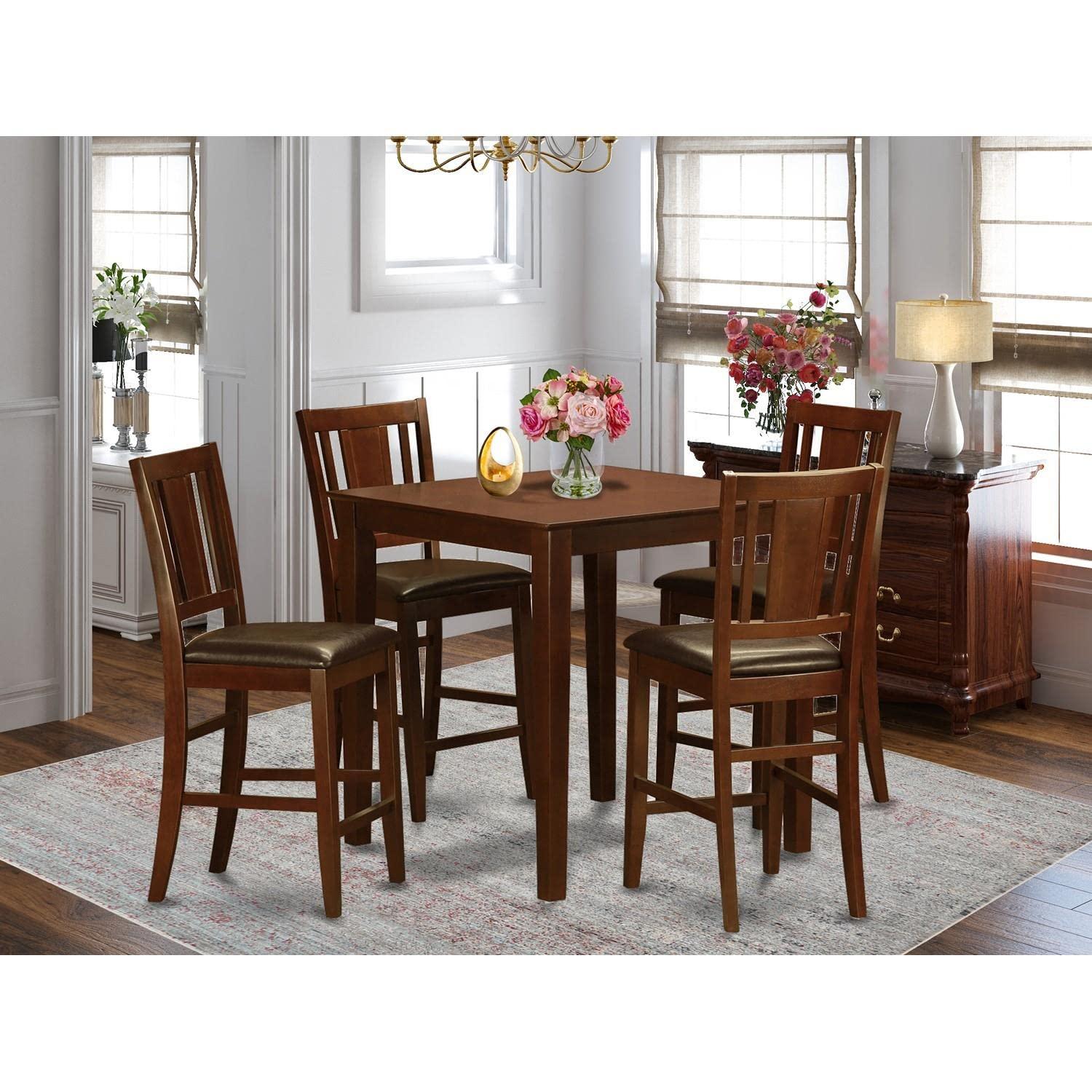 5 Piece Pub Table Set-Counter Height Table and 4 Stools