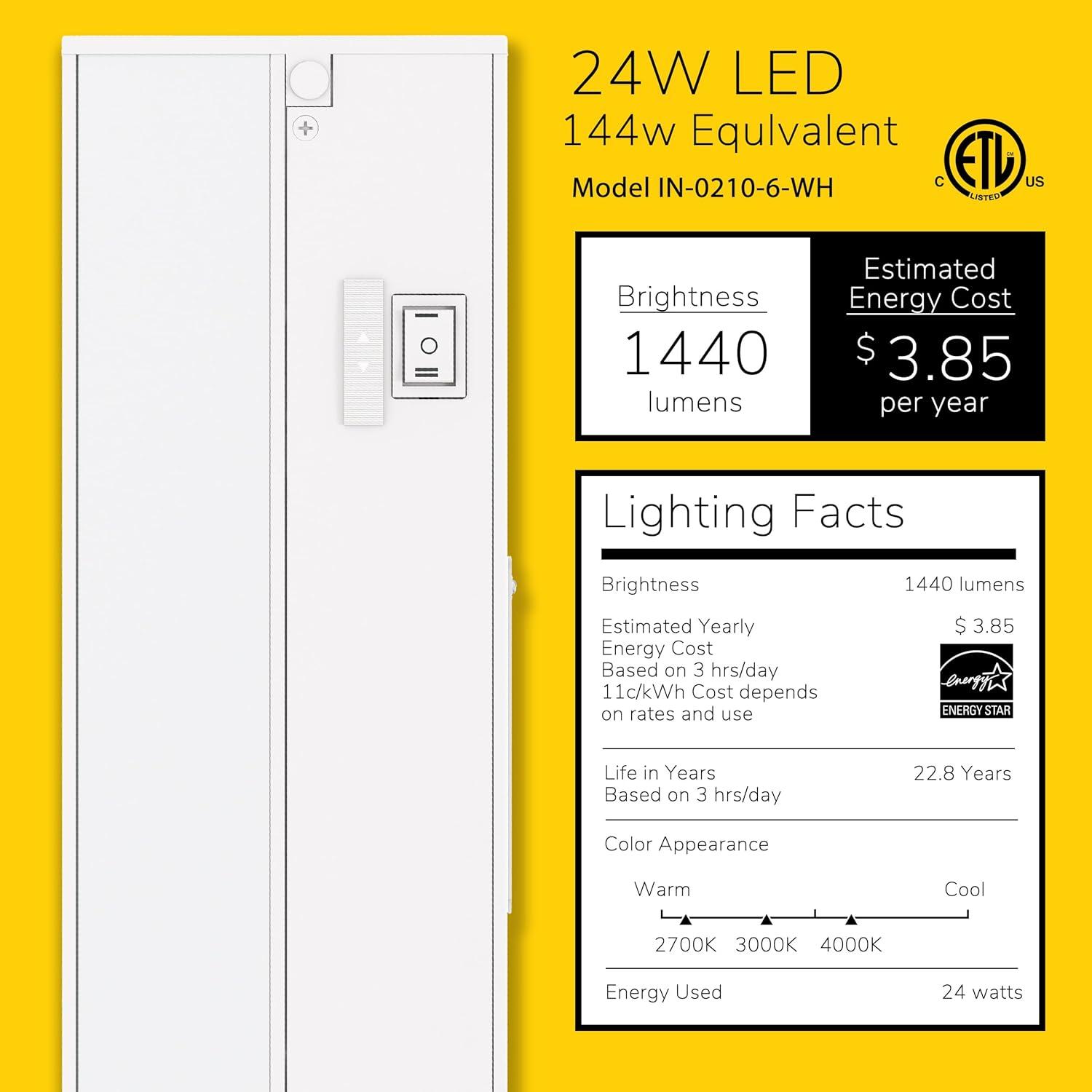 Inlight 3 Color Levels LED 48" Under Cabinet Light Bar