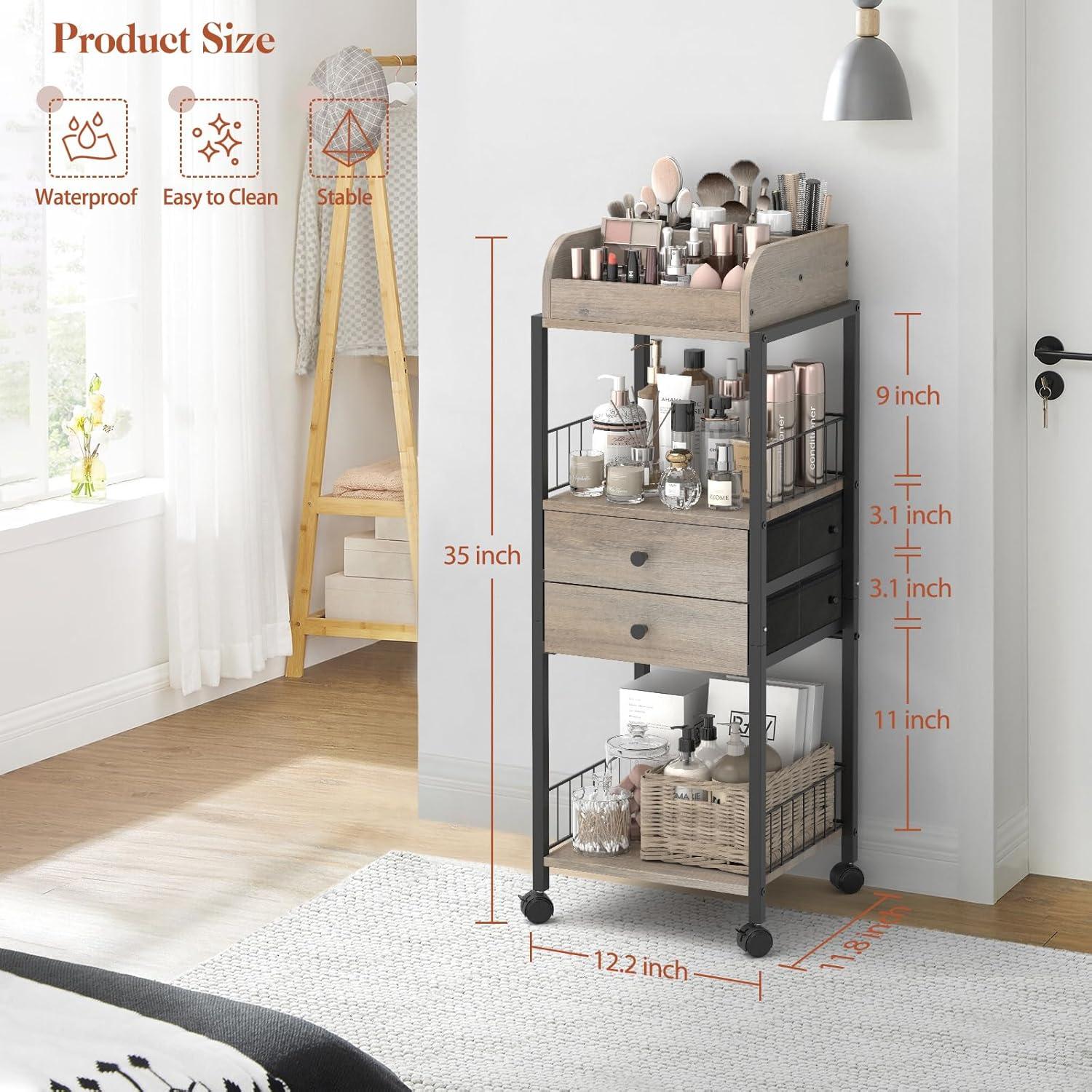 17 Stories Makeup Organizer, Floor Skincare Organizers Make Up Organizers And Storage With Drawers, Vanity Organizer Cosmetics Display Cases Holder For Skin Care Nail Polish Perfume