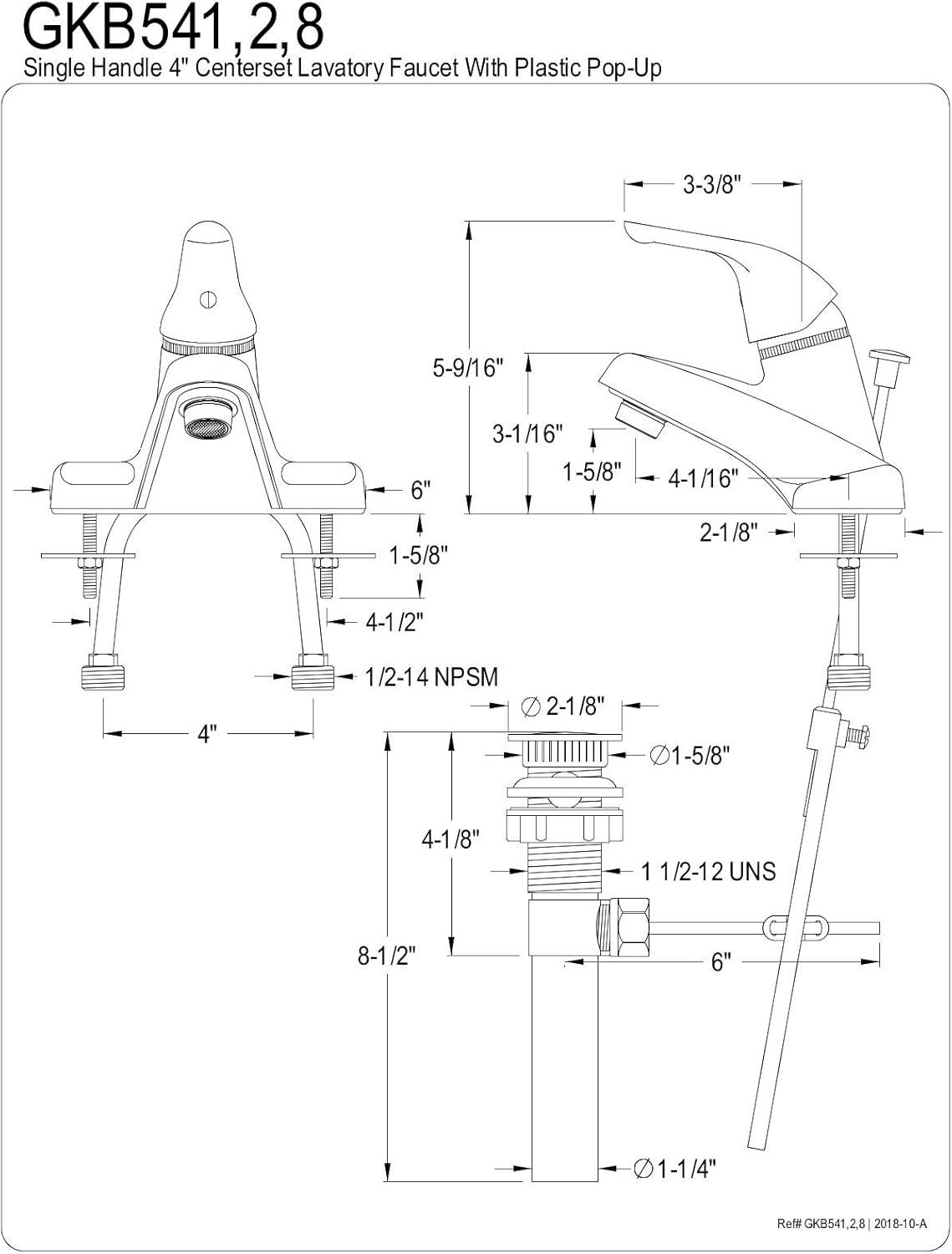 Kingston Brass Chatham Single-Handle Deck Mount 4" Centerset Bathroom Faucet