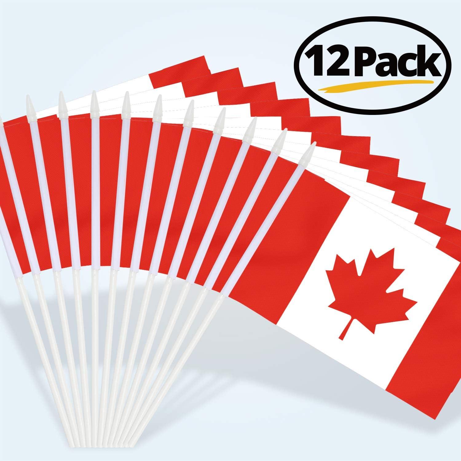 Anley Canada Mini Flag 12 Pack - Hand Held Small Miniature Canadian Flags 5x8 Inch