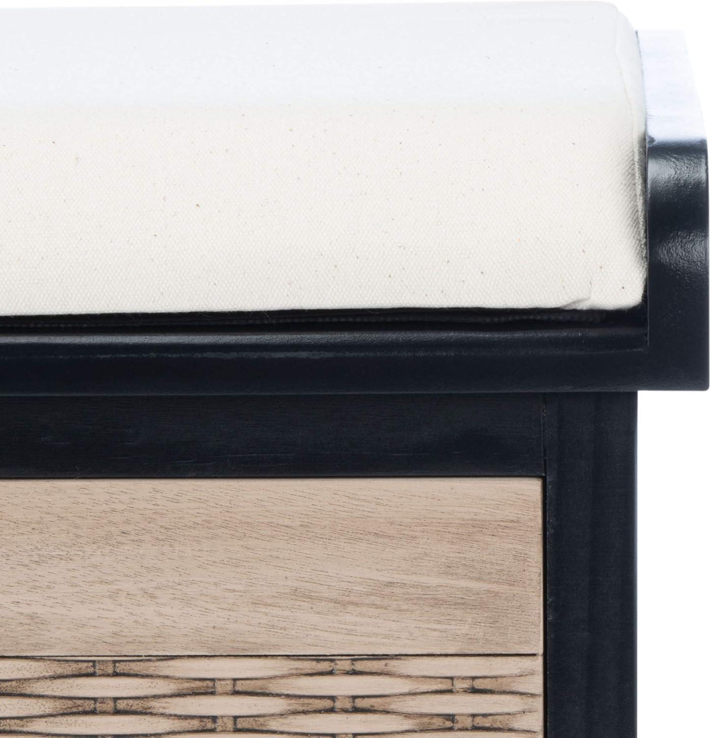 Landers 2 Drawer/Cushion Storage Bench - Black - Safavieh