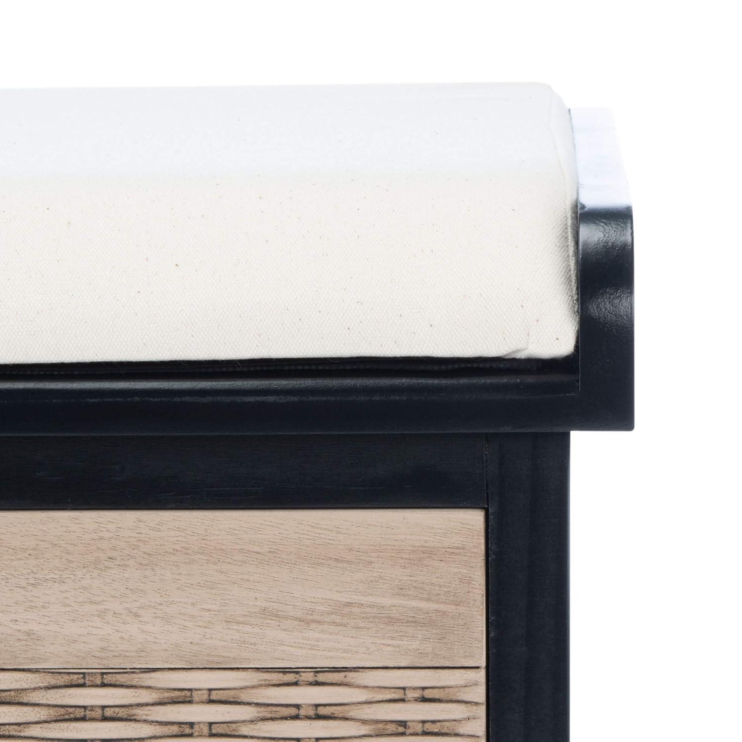 Landers 2 Drawer/Cushion Storage Bench - Black - Safavieh