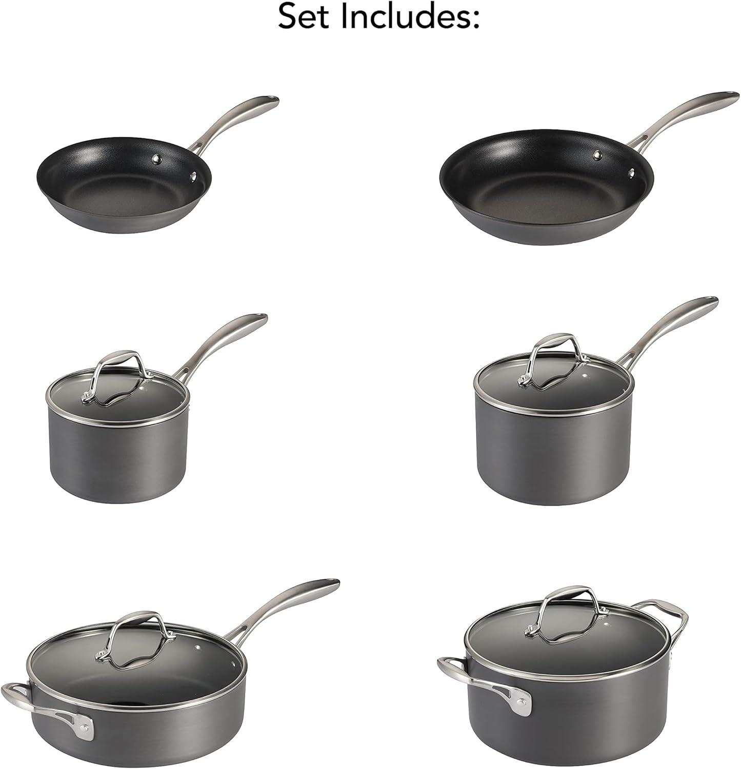 10-Piece Non-Stick Hard Anodized Aluminum Cookware Set