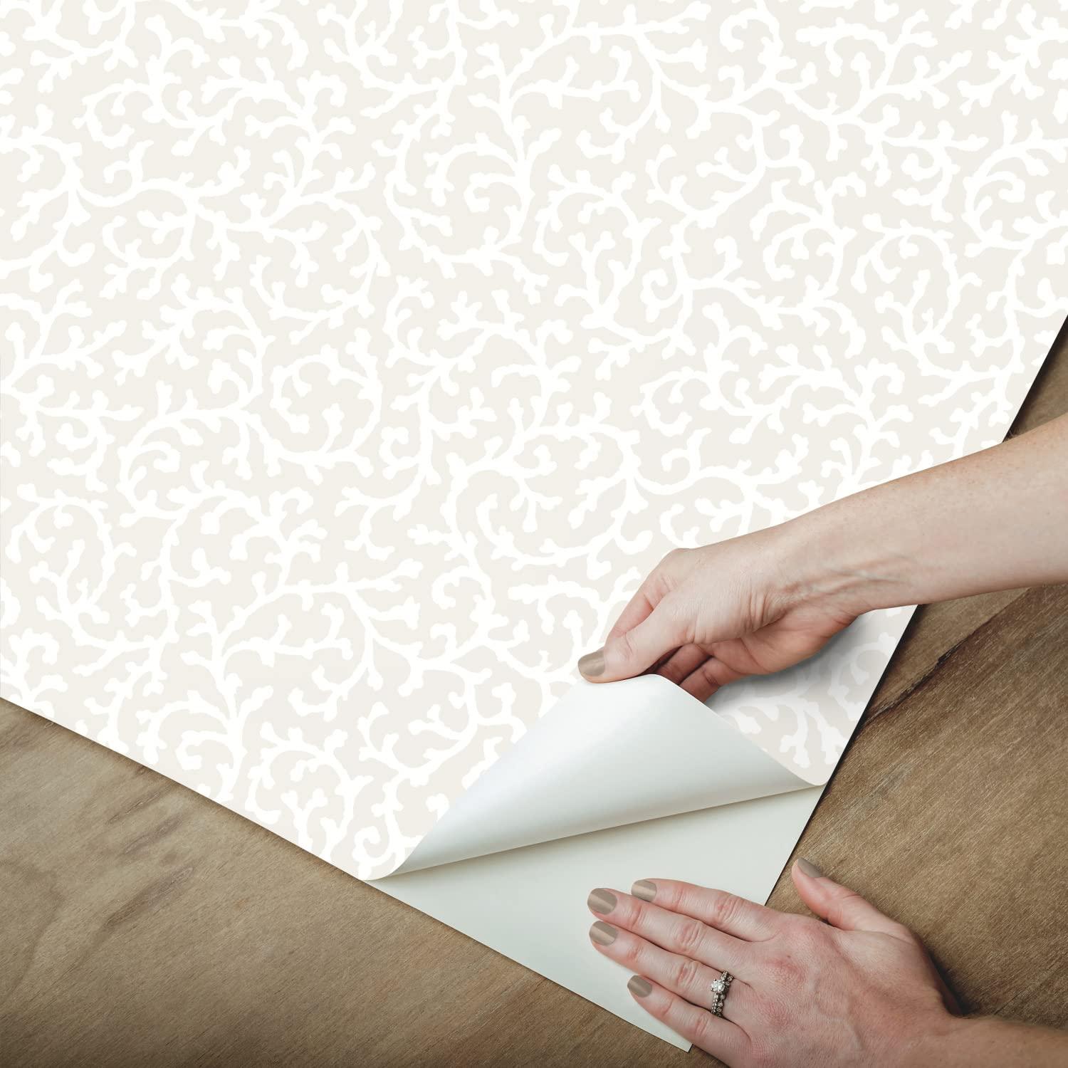 RoomMates Waverly RMK12606PL Savoy Beige Peel and Stick Wallpaper