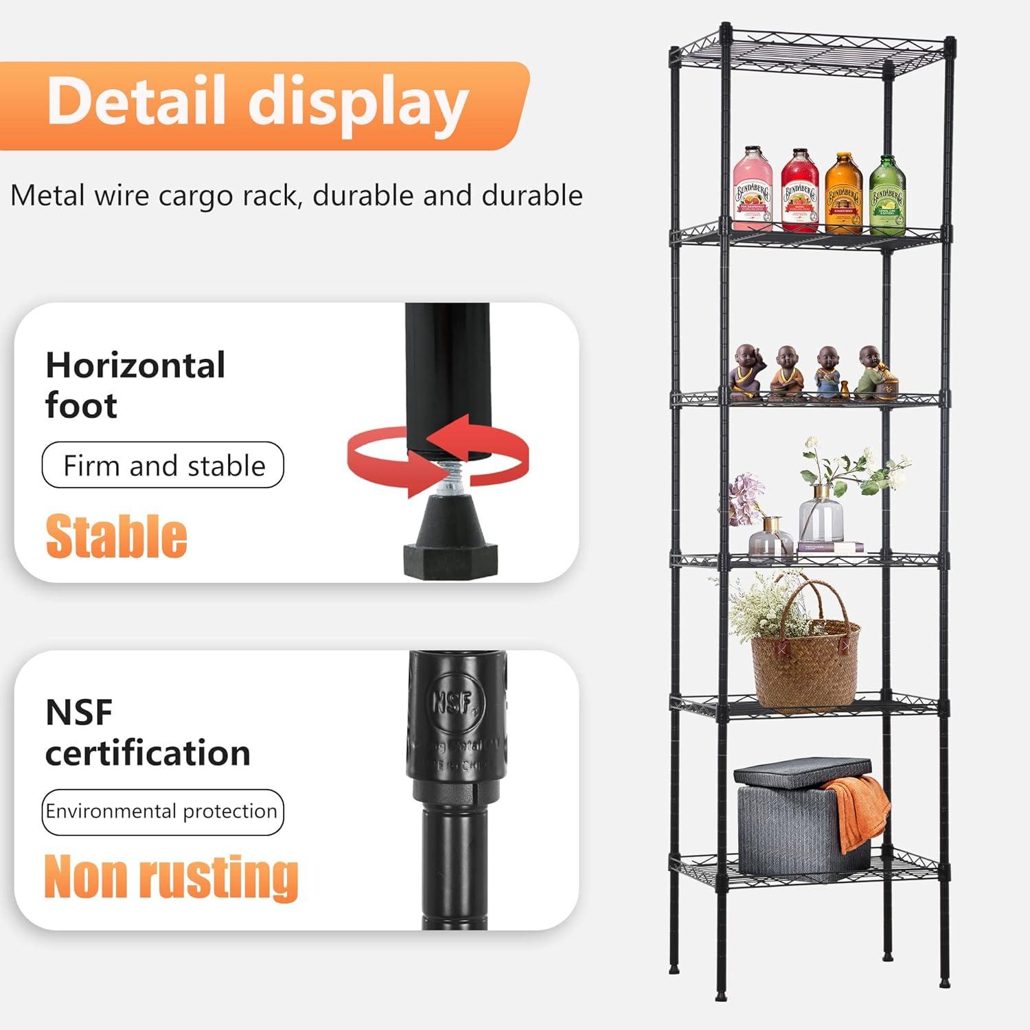 Chrome 6-Tier Adjustable Metal Wire Shelving Unit for Kitchen and Garage