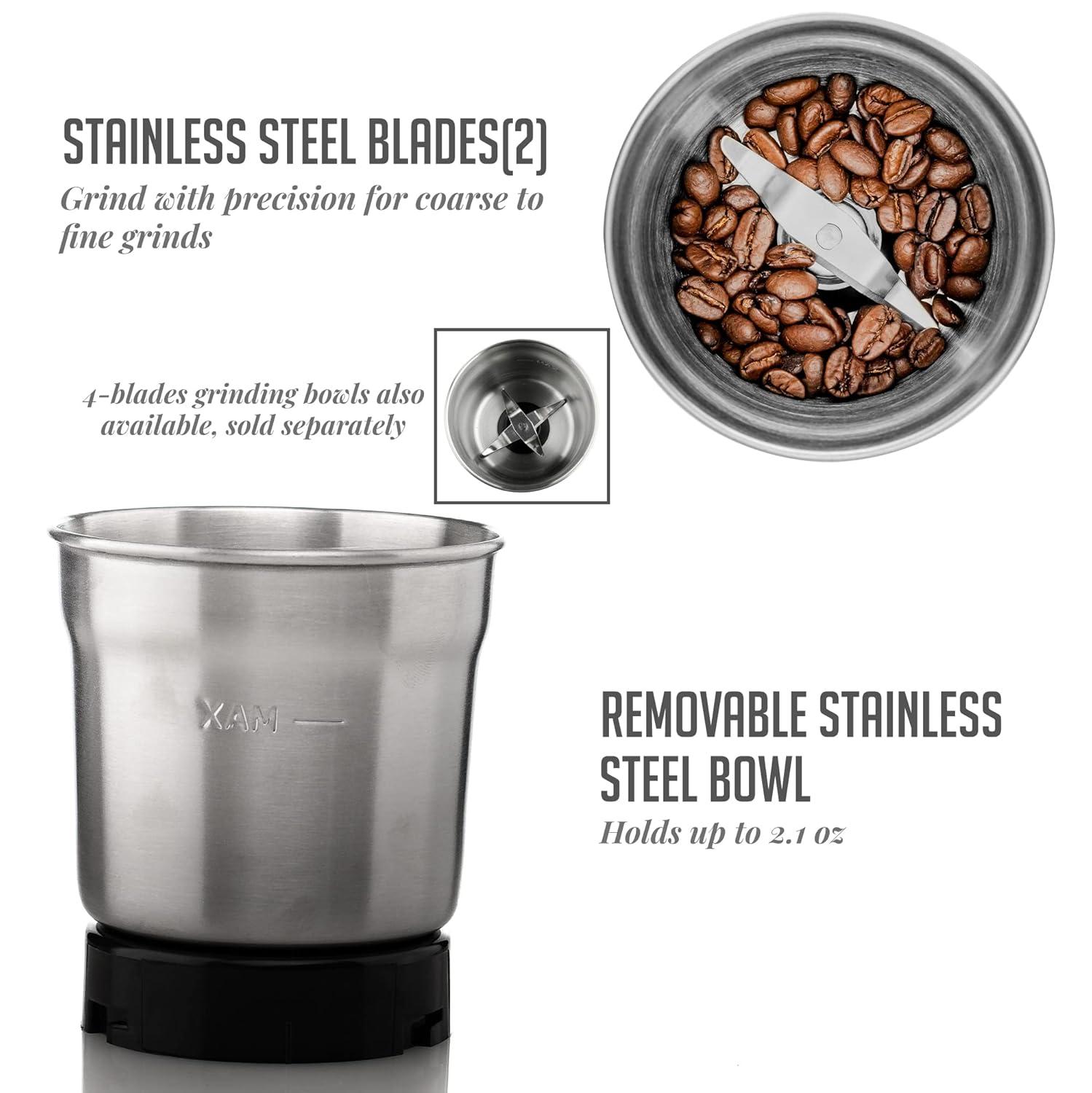 Ovente OVENTE Electric Coffee Grinder with 2 Blade Stainless Steel Grinding Bowl