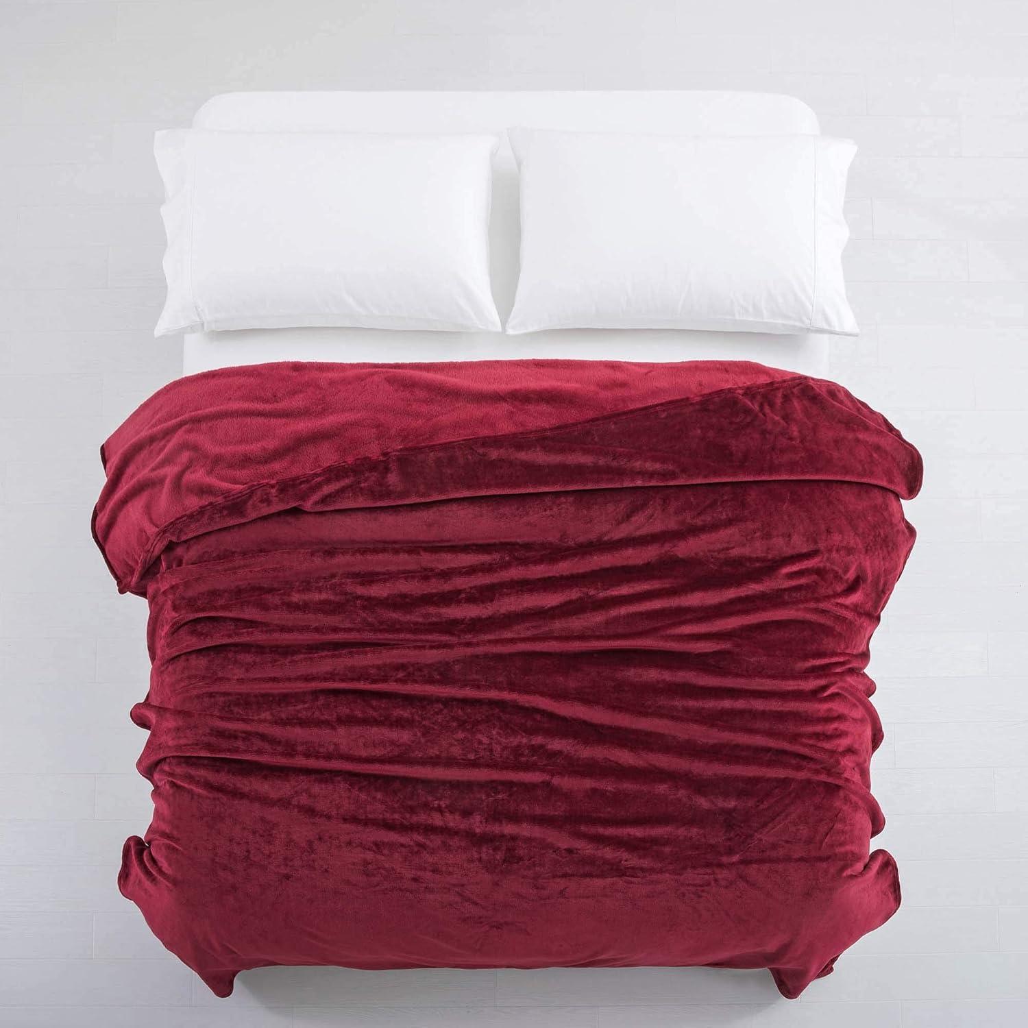 IR Imperial Rooms Super Soft Plush Fleece Bed Blanket, Fluffy for All-Season Twin Burgundy