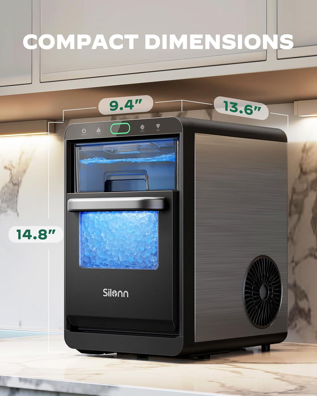 Silonn Smart Stainless Steel Nugget Ice Maker Countertop