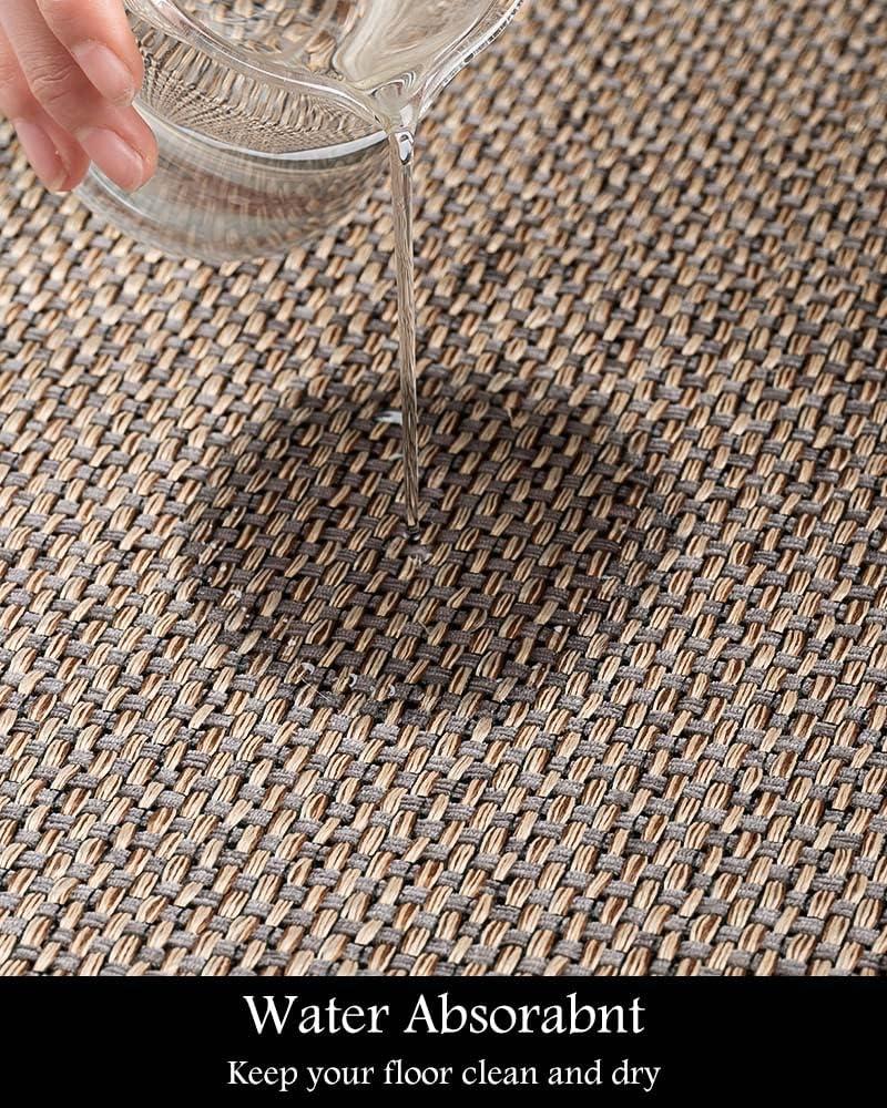 MontVoo Kitchen Rugs and Mats Washable [2 PCS] Non-Skid Natural Rubber Kitchen Mats for Floor Runner Rugs Set for Kitchen Floor Front of Sink, Hallway, Laundry Room 17"x30"+17"x47" (Granny Grey)