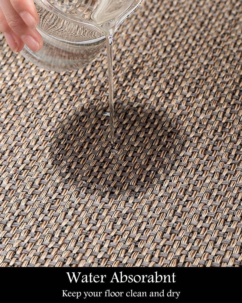 MontVoo Kitchen Rugs and Mats Washable [2 PCS] Non-Skid Natural Rubber Kitchen Mats for Floor Runner Rugs Set for Kitchen Floor Front of Sink, Hallway, Laundry Room 17"x30"+17"x47" (Granny Grey)