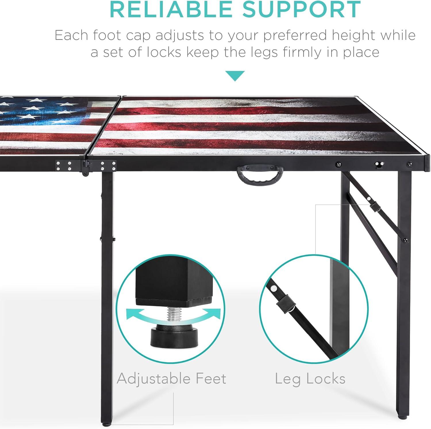 Best Choice Products 6x3ft Portable Ping Pong Table Game Set, Folding Table Tennis w/ 2 Paddles, Balls - American Flag