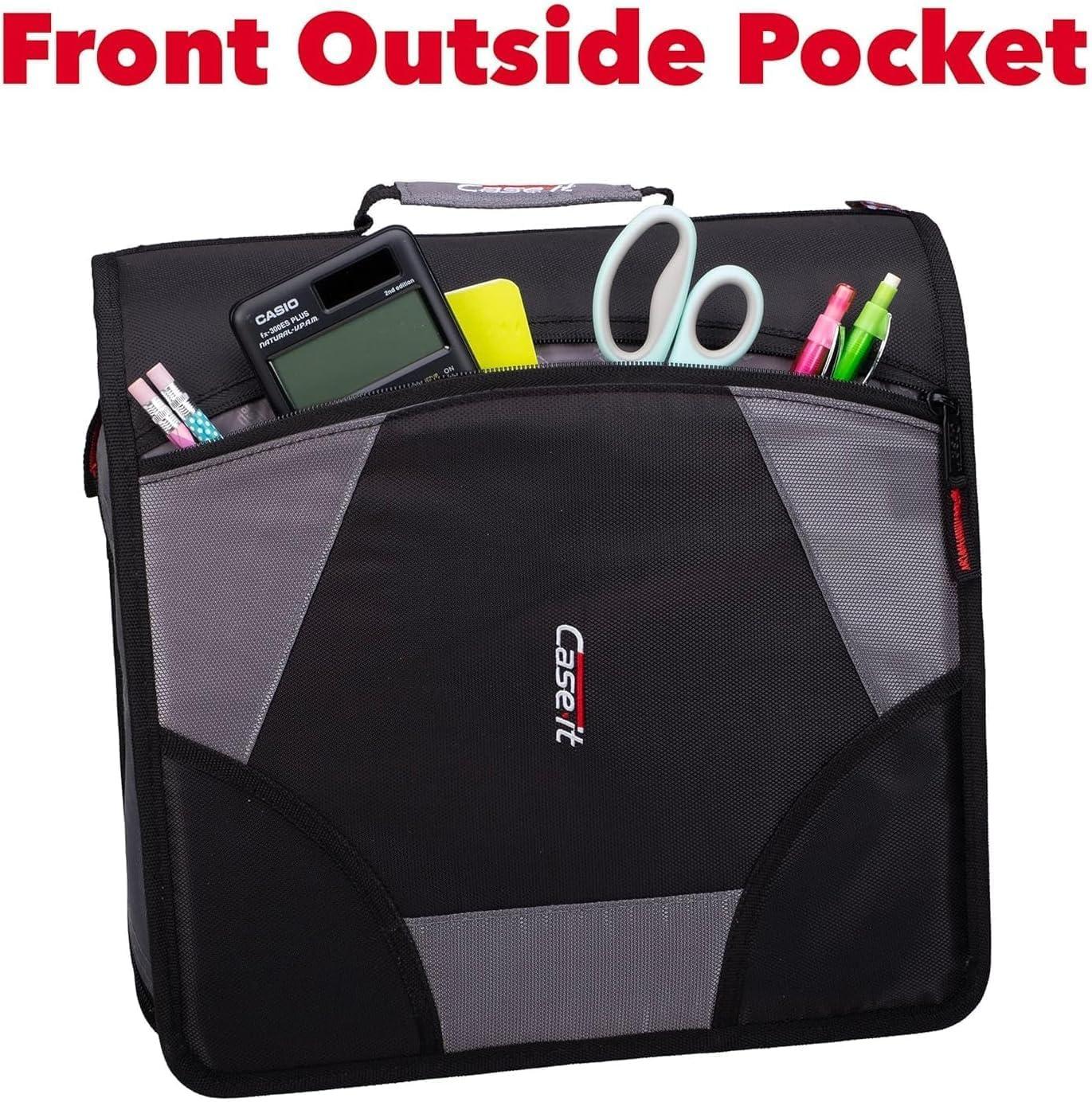 Case it King Size Mighty Zip Tab Binder, 3 Rings, 4" Capacity, 11 X 8.5, Midnight Blue