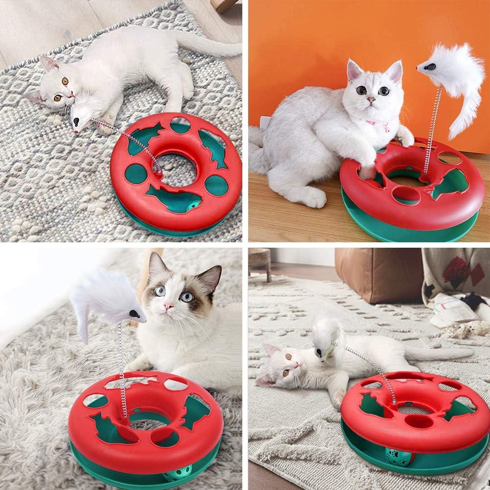 GZYS Cat Toys, Cat Toys for Indoor Cats,Interactive Kitten Toys Roller Tracks with Catnip Spring Pet Toy with Exercise Balls Teaser Mouse