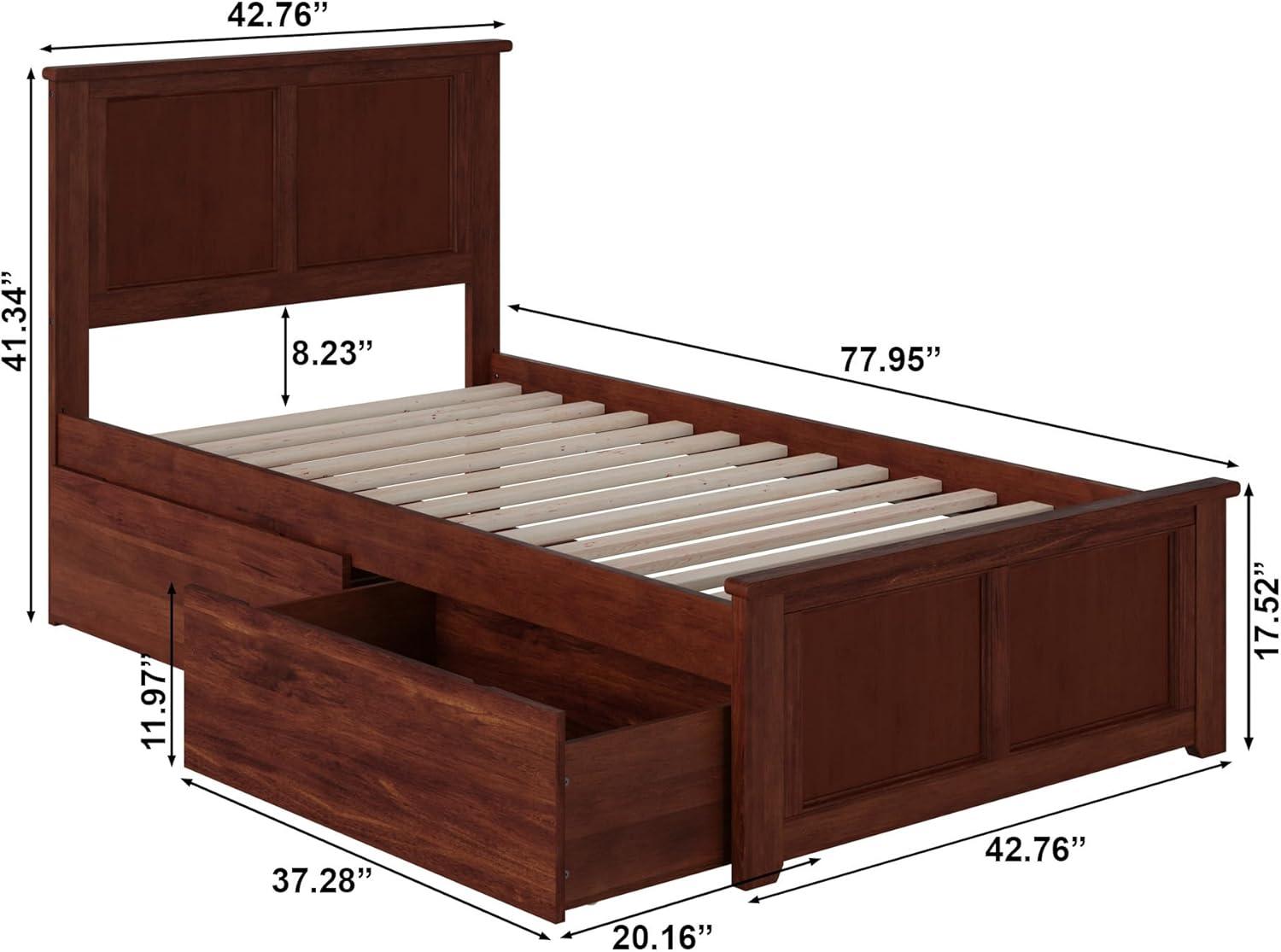 HomeStock City Chic Platform Bed With Matching Foot Board With 2 Urban Bed Drawers,walnut