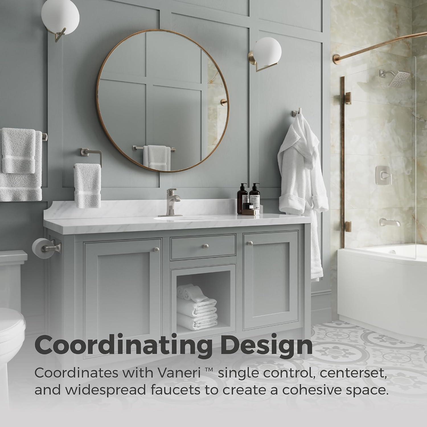 Pfister Vaneri Towel Ring, Hand Towel Holder for Bathroom, Wall-Mounted, Screw-In, Spot Defense Brushed Nickel Finish, BRBVRI0GS