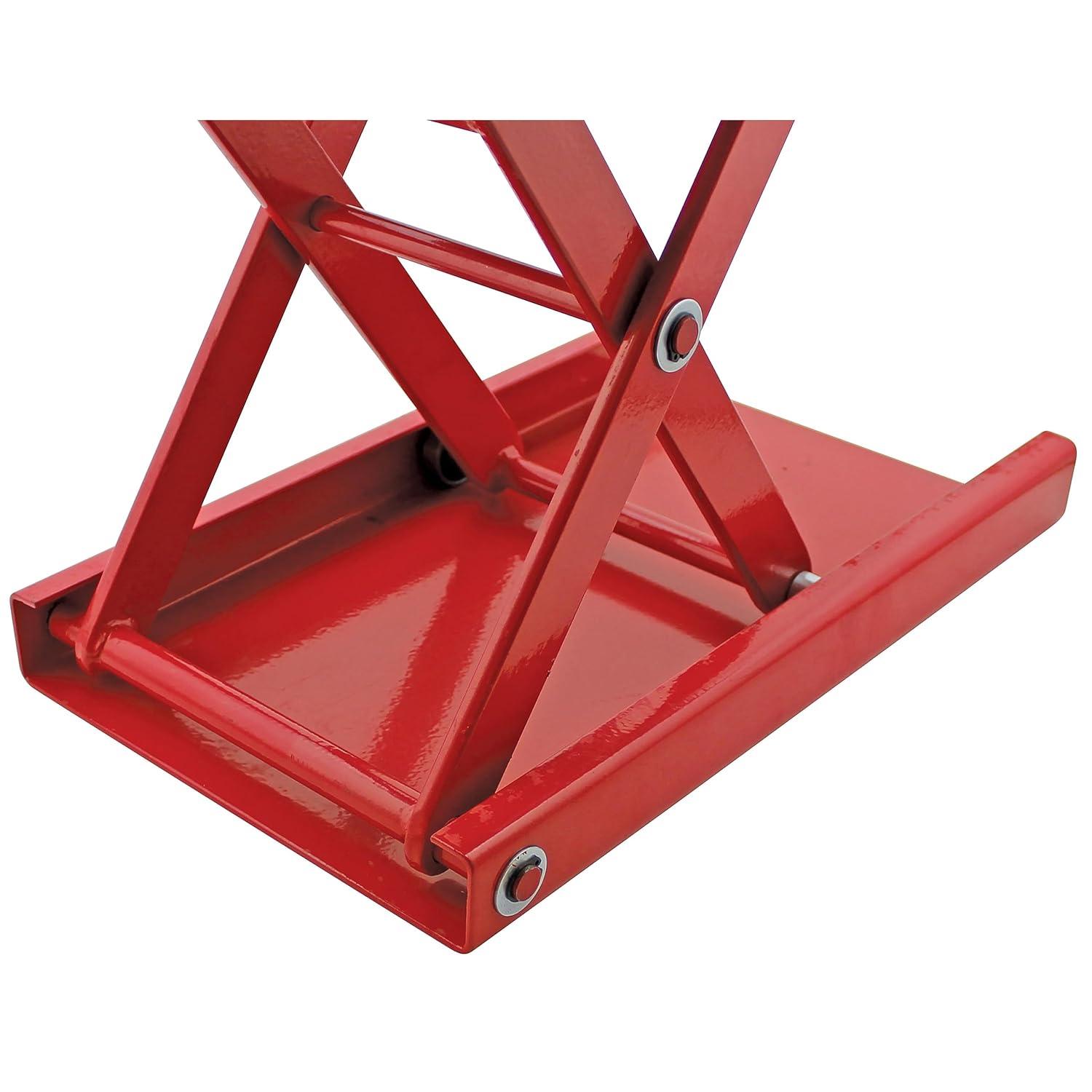 Extreme Max 5001.5044 1100 lb. Motorcycle Scissor Jack for Repair and Maintenance - Wide Non-Slip Padded Deck (9" x 15-1/8")