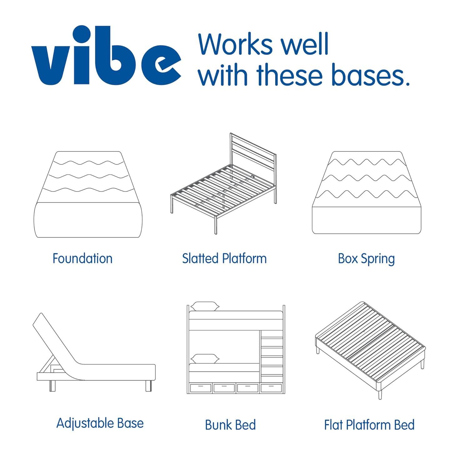 Vibe Quilted Hybrid Mattress, 12-Inch Innerspring and Pillow Top Gel Memory Foam Mattress, CertiPUR-US Certified Bed in a Box, Full