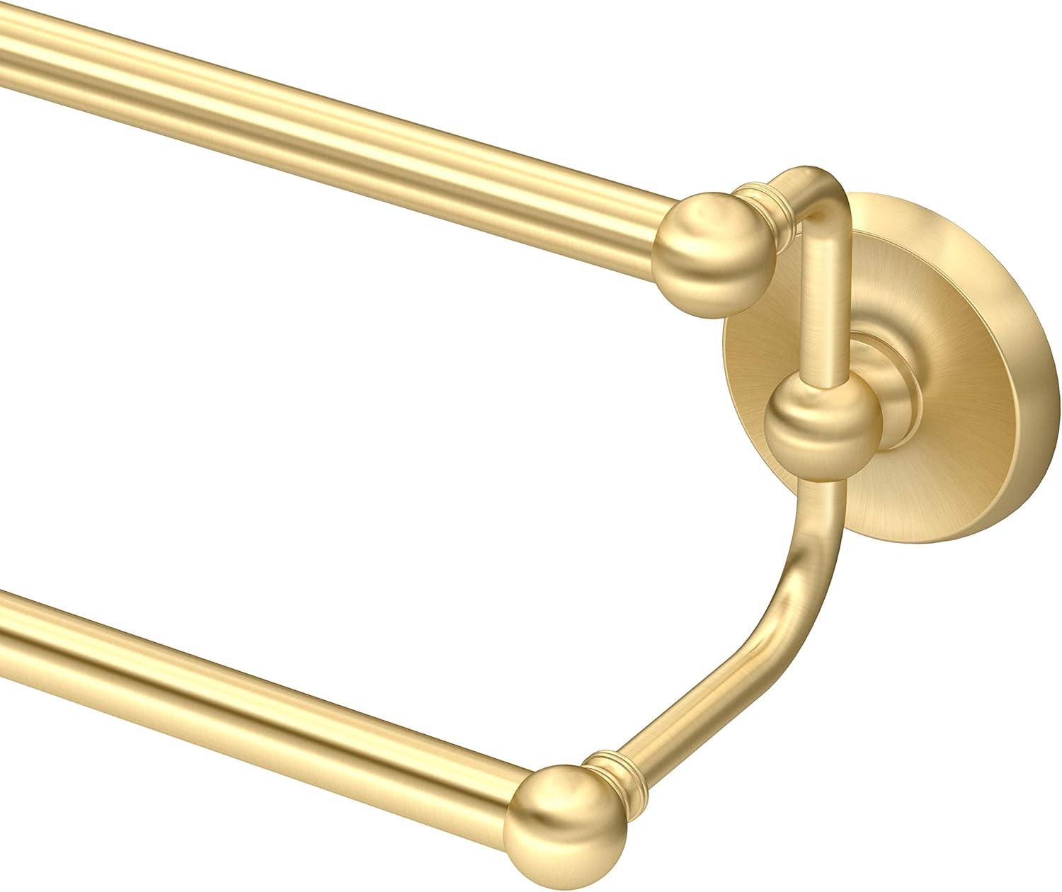 Brushed Brass Wall Mounted Double Towel Bar, 24 Inch