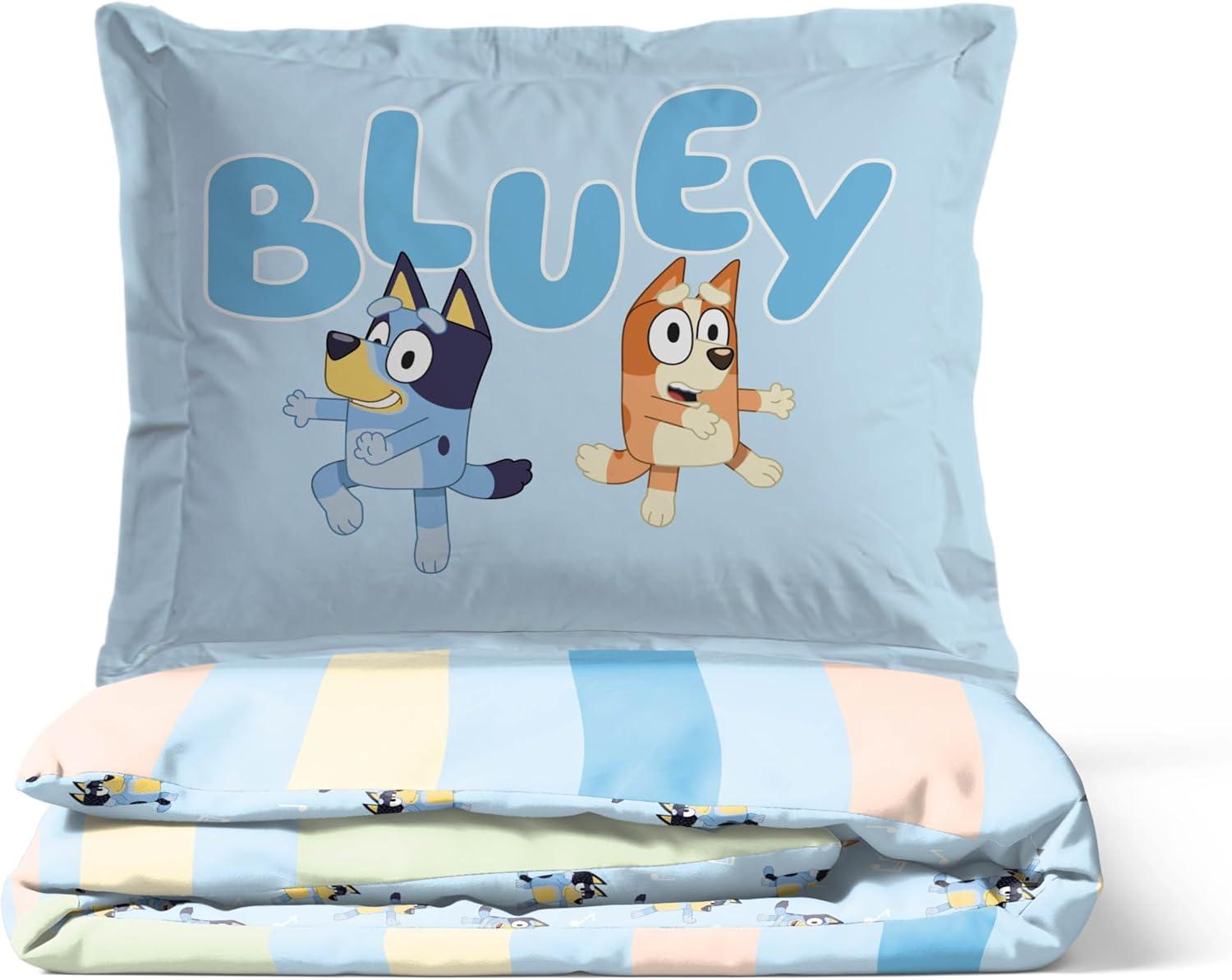 Jay Franco Duvet Cover Set – 3 Piece Comforter Cover and Sham Set, Super Soft Cozy Kids Bedding (Insert Not Included) Multi - Bluey, Full