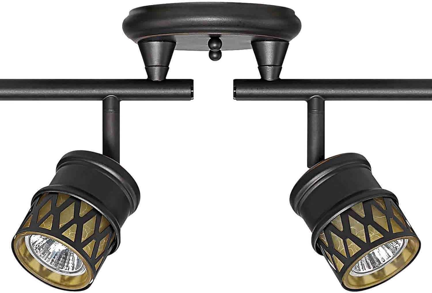 Kearney 46'' Oil Rubbed Bronze 6-Light Adjustable Track Lighting with Champagne Glass Shades