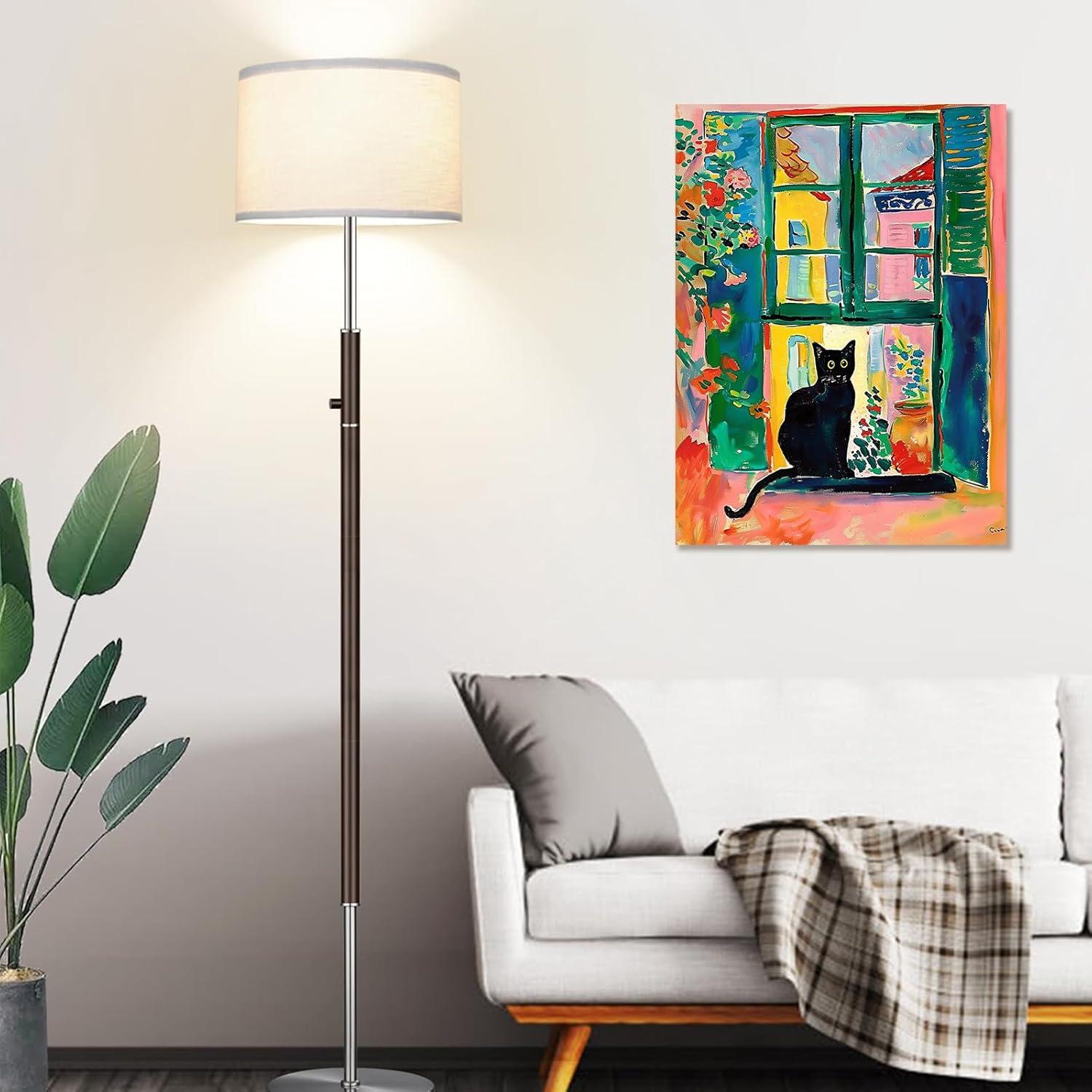 Henri Matisse Oil Paintings on Canvas Wall Art Matisse Famous Open Window Black Cat Poster Funny Cat Floral Print Colorful Farmhouse Gallery Aesthetic Room Decor for Bedroom Bathroom 12x16in Unframed