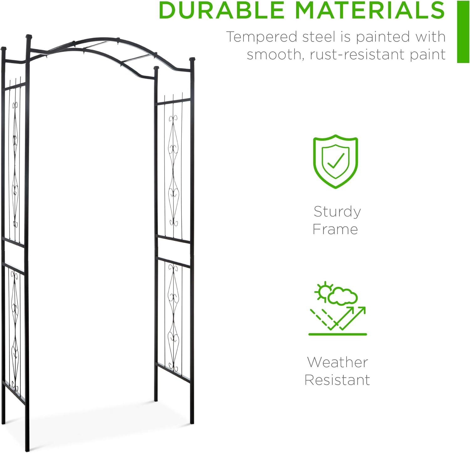 Best Choice Products 92 in. Steel Garden Arch Arbor Outdoor Trellis for Garden, Climbing Plants with Wire Lattice