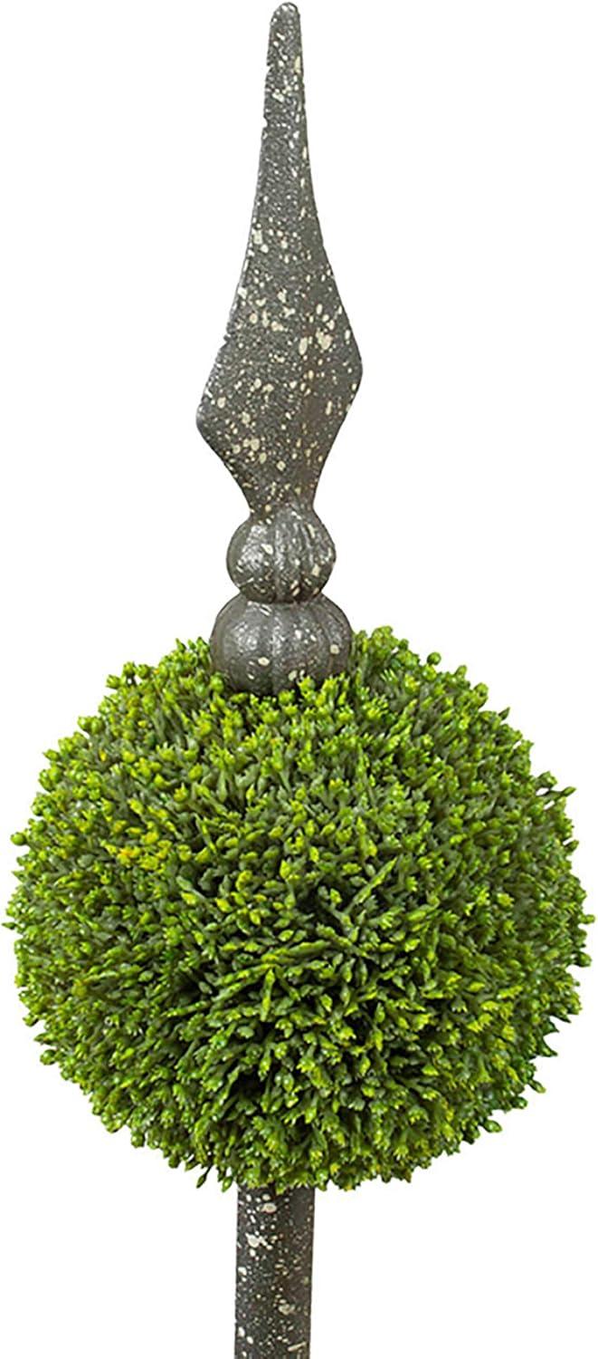 A&B Home Boxwood Ball Topiary with Metal Finial Stand Double Sphere 26 Inch Tall Indoor Outdoor House Decoration