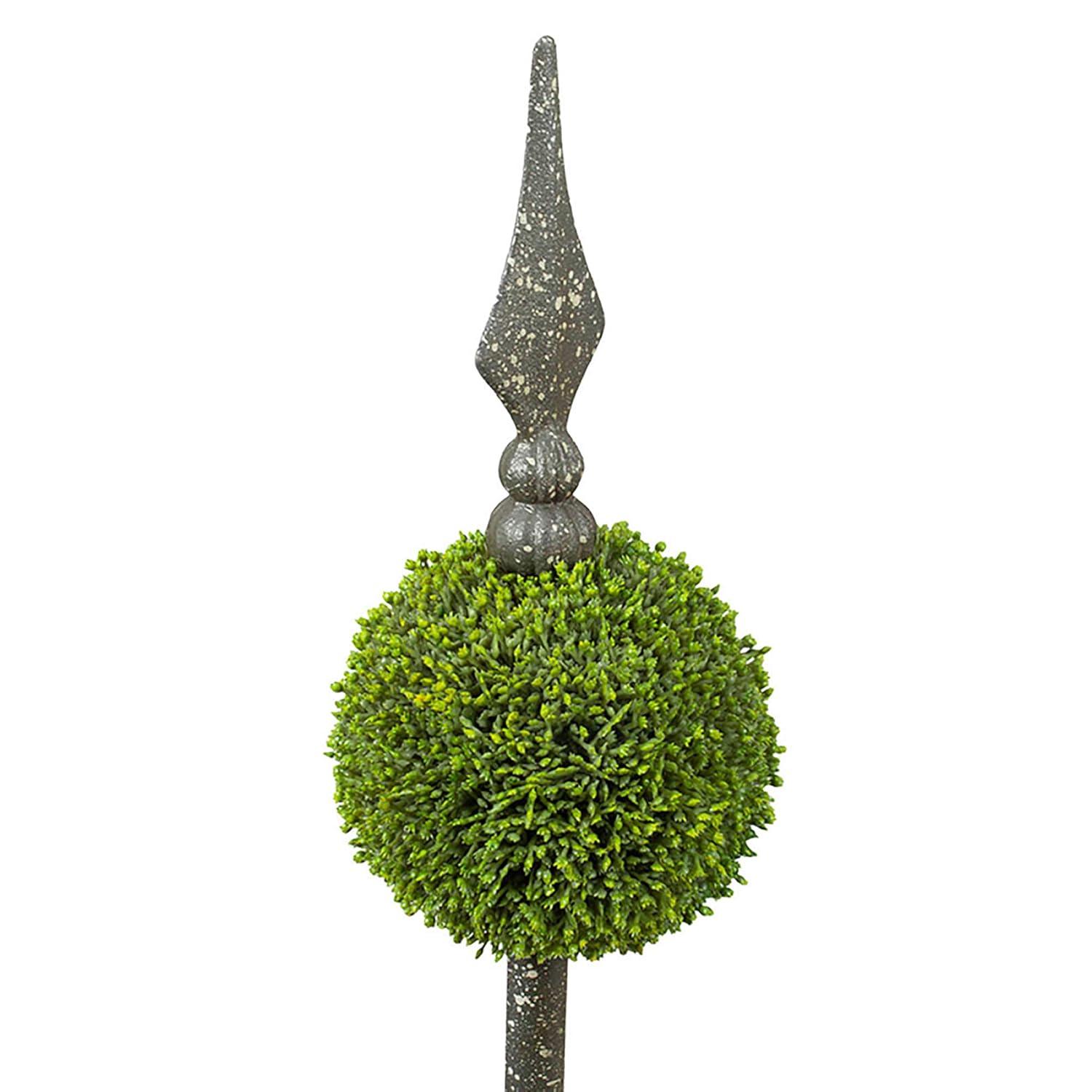 A&B Home Boxwood Ball Topiary with Metal Finial Stand Double Sphere 26 Inch Tall Indoor Outdoor House Decoration