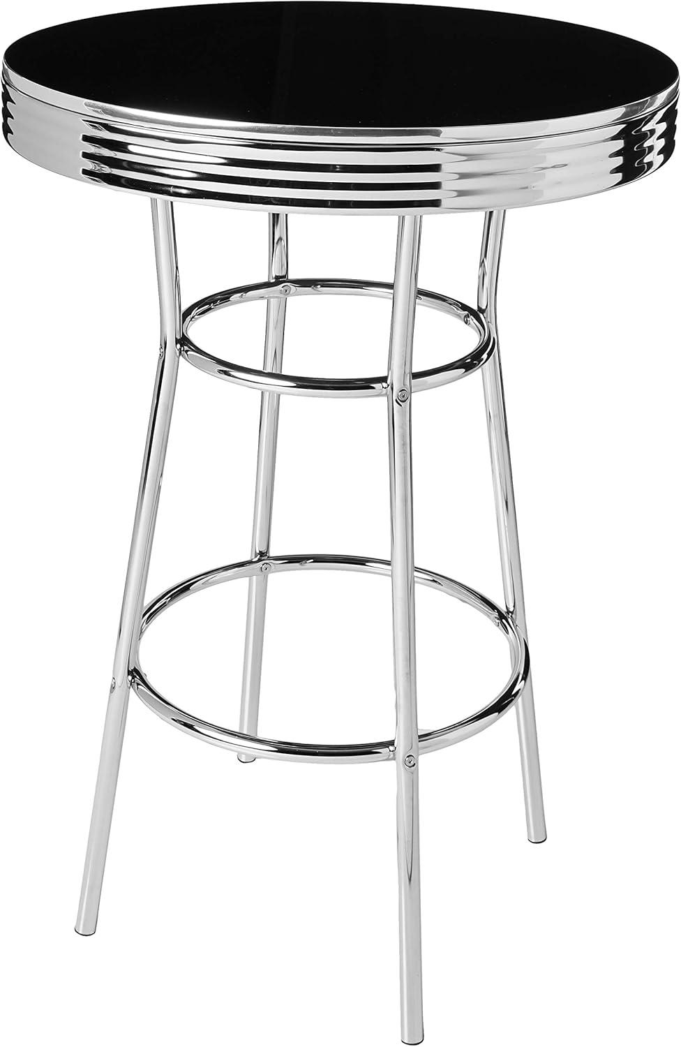 Retro Black Wood and Chrome 3-Piece Pub Set