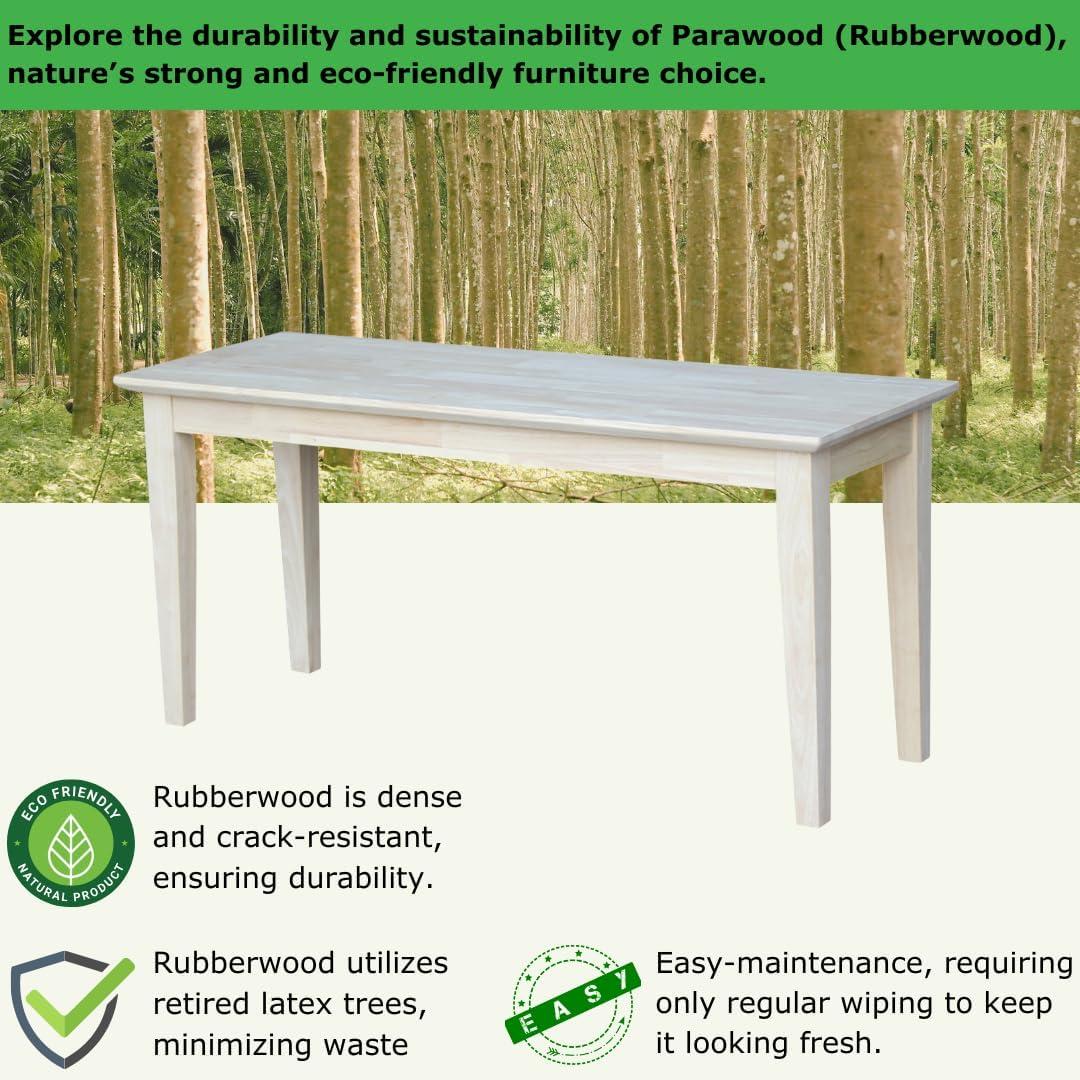 International Concepts Brookshire Bench - Unfinished: Hardwood Frame, 400 lbs Capacity, Spot Clean