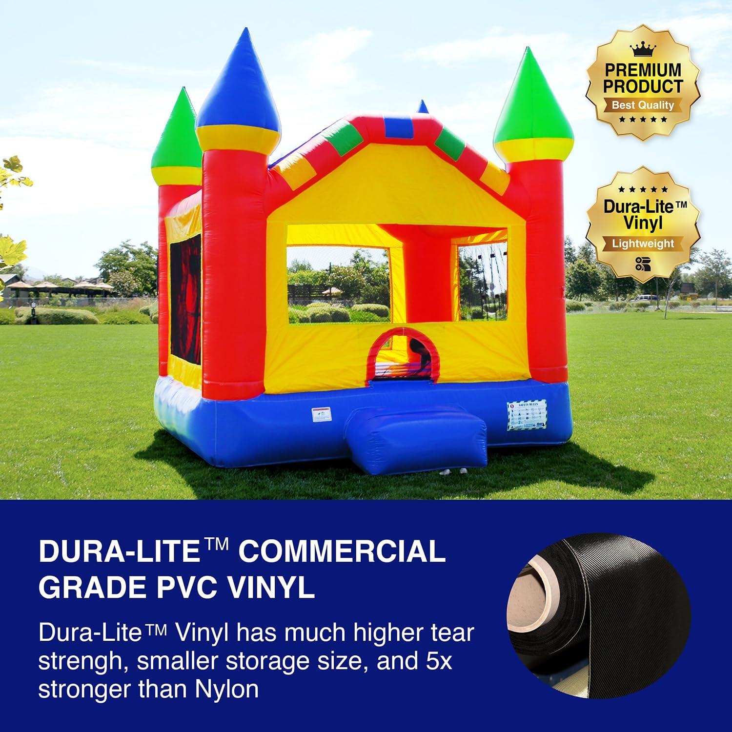 HeroKiddo Castle Inflatable Bounce House with Slide and Blower