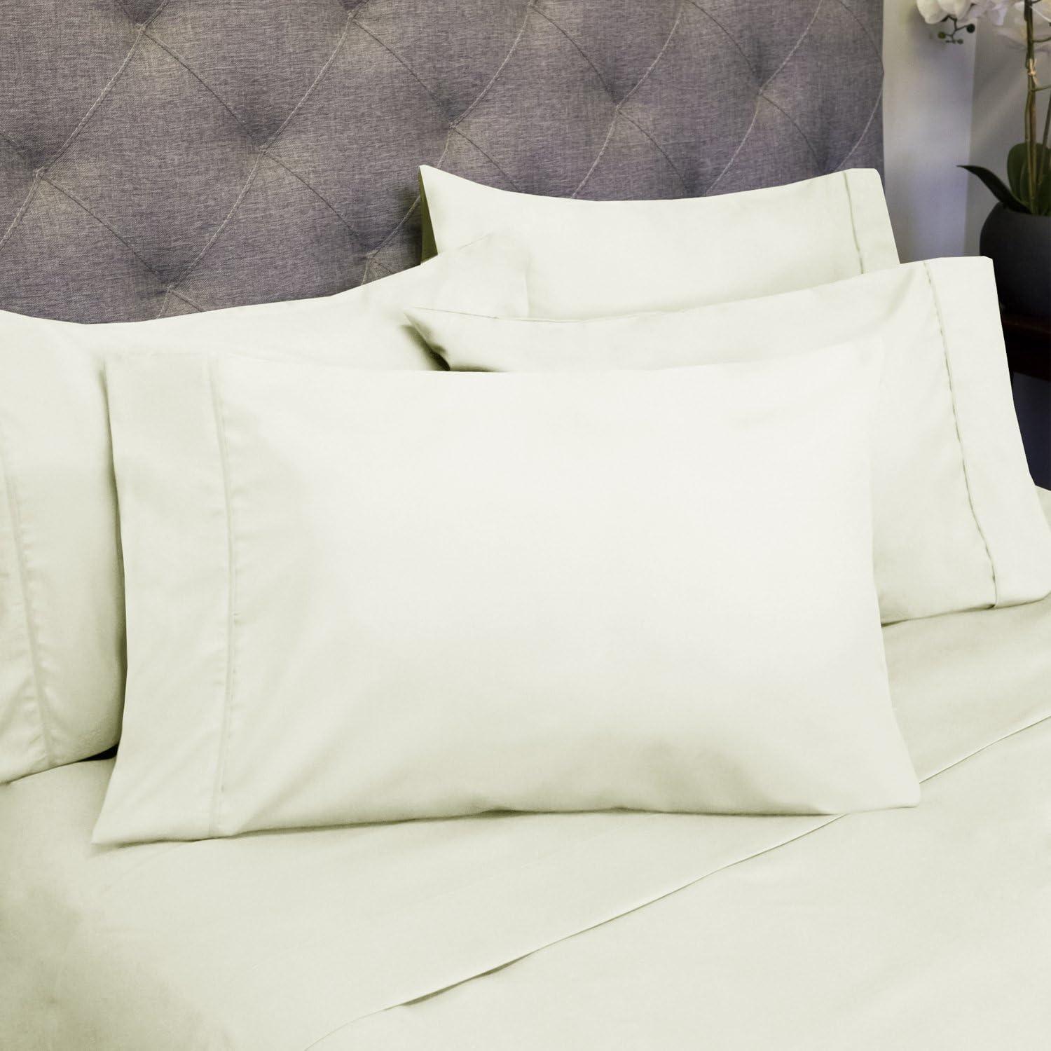 6 Piece Sheet Set, Deluxe Ultra Soft 1500 Series, Double Brushed Microfiber by Sweet Home Collection®- Queen, Ivory