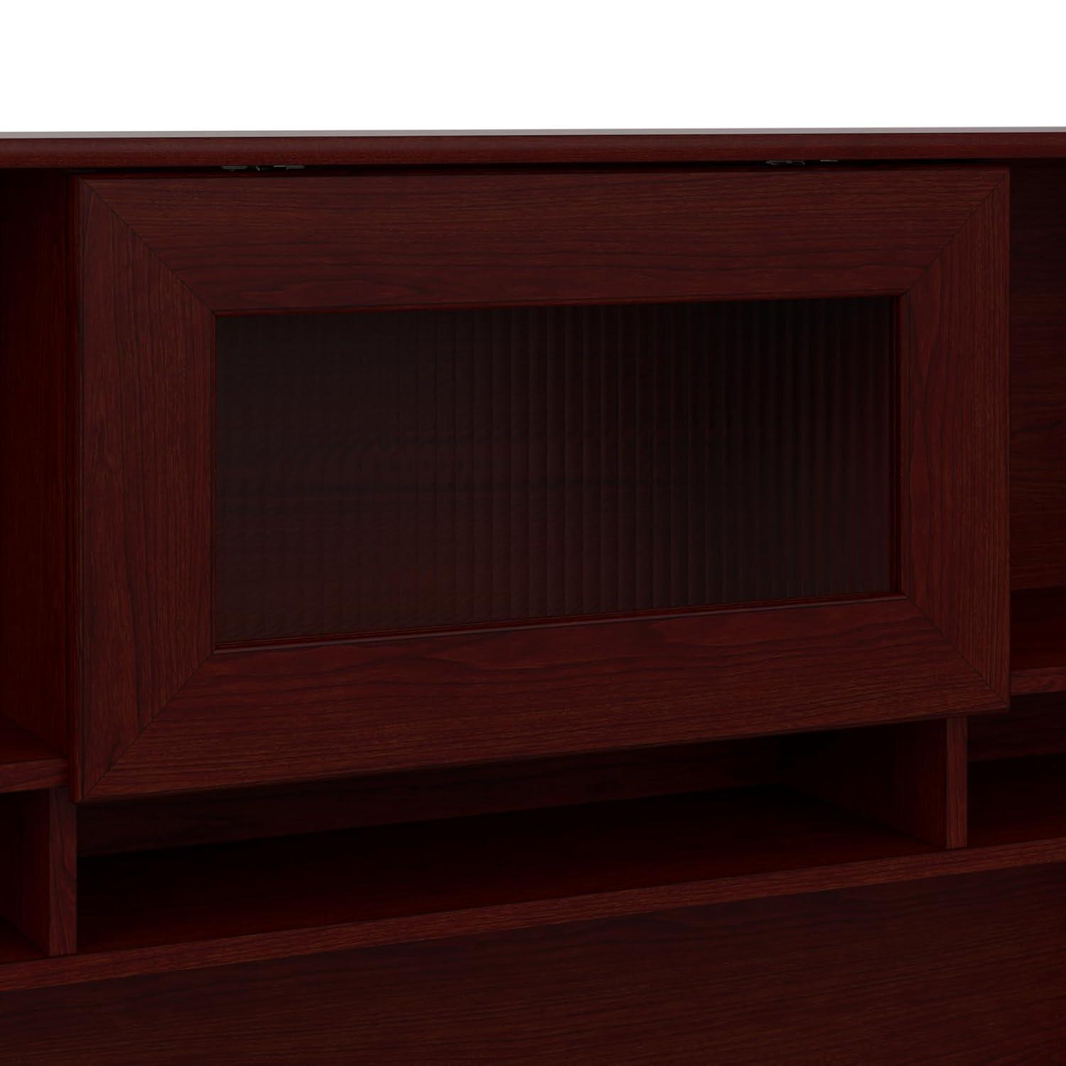 Bush Furniture Cabot 60" L Desk and Hutch with Storage, Harvest Cherry