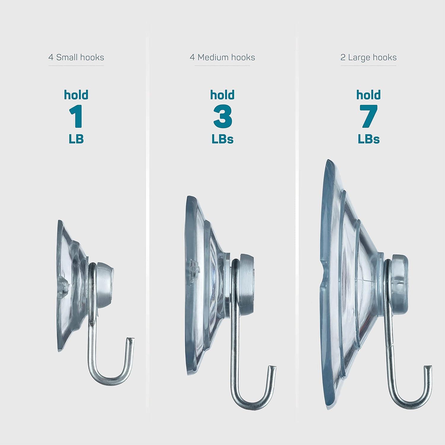 SEWANTA All-Purpose Suction Cup Hooks [20PK Combo Set] Powerful Window Suction Cups with Hooks Use to Hang On Glass, Windows, Doors, Mirrors, Tiles. Set Includes: 4 Large, 8 Medium, 8 Small