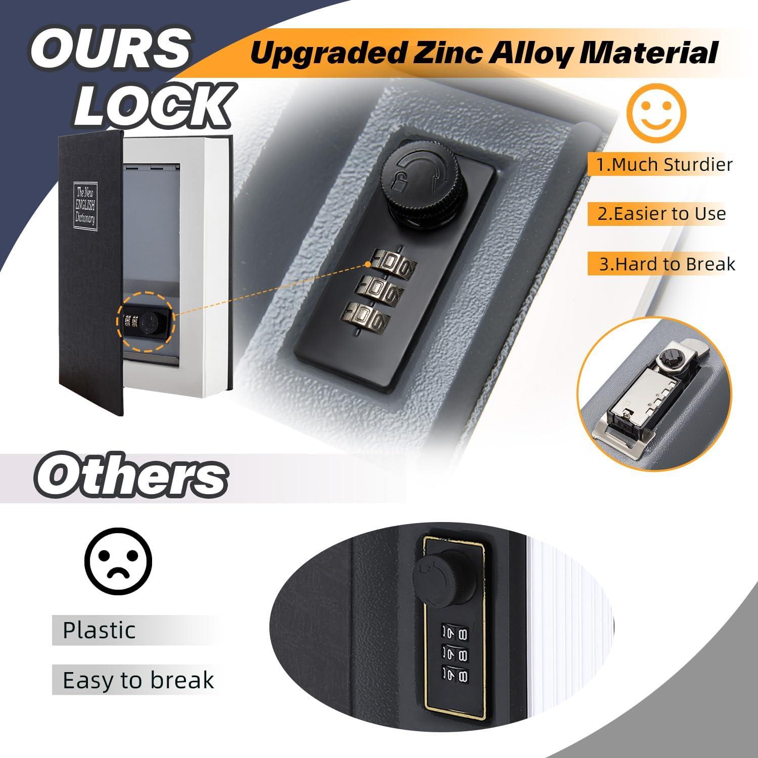 Book Safe Box with Combination Lock, Ohuhu Upgrade Dictionary Diversion Safe Secret Hidden Box for Home Office, Portable Safe Box for Money Cash Jewelry